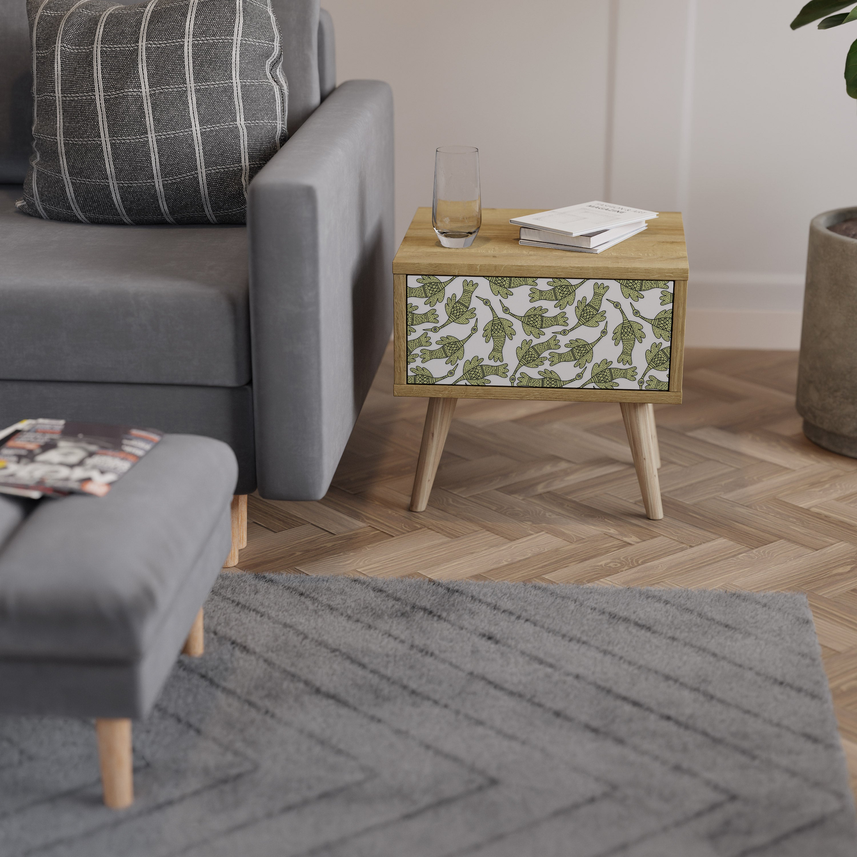 SEEDLING SONGBIRD Nightstand in Oak Effect