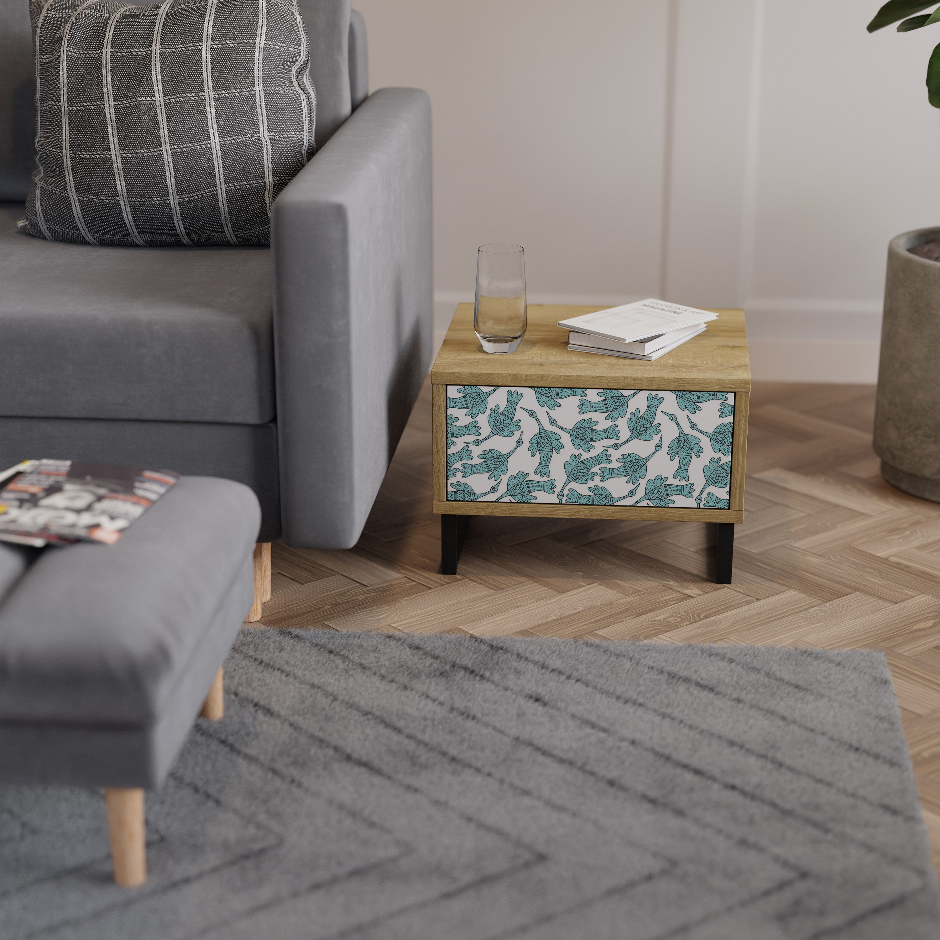 WATERSPOUT SONGIBIRD Nightstand in Oak Effect
