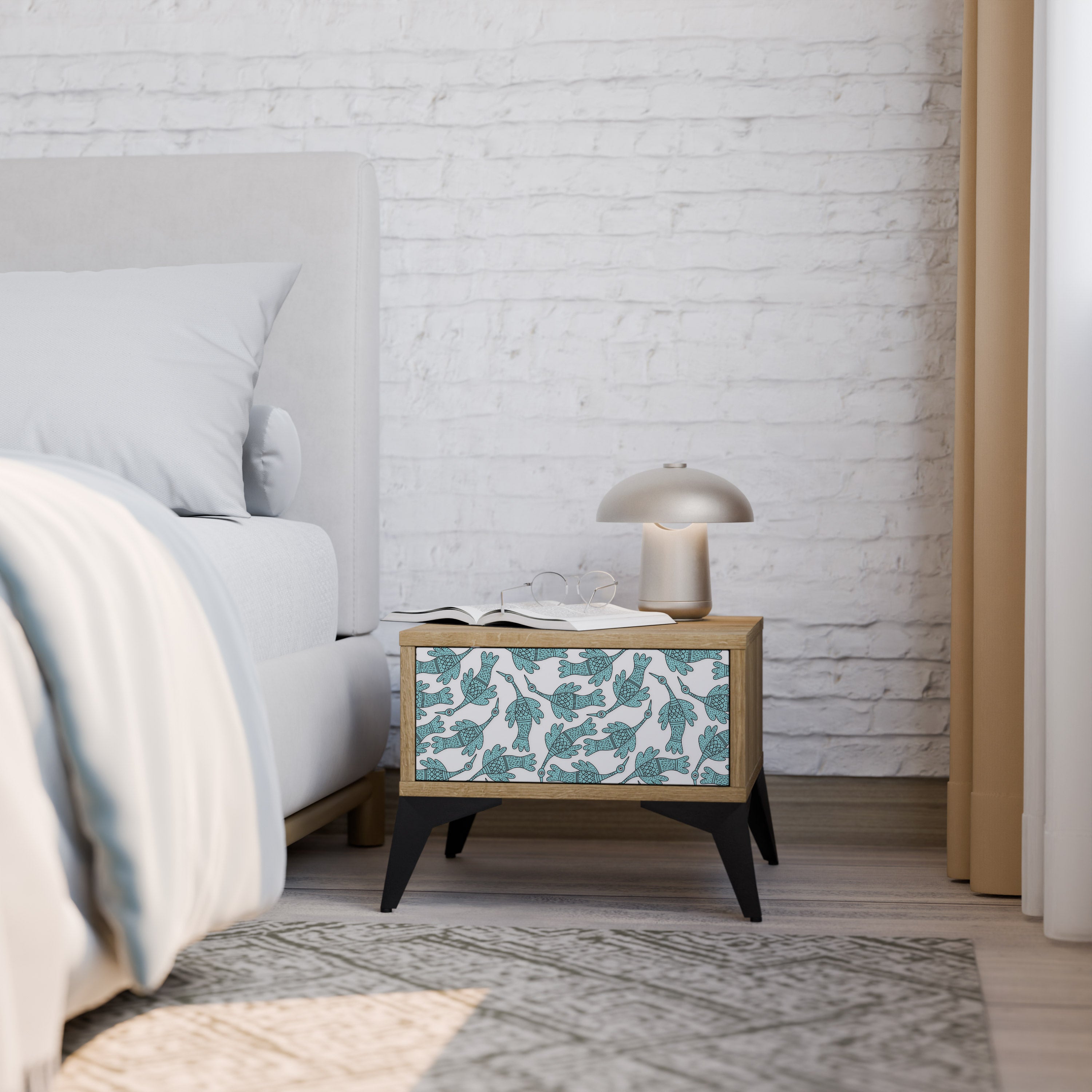 WATERSPOUT SONGIBIRD Nightstand in Oak Effect