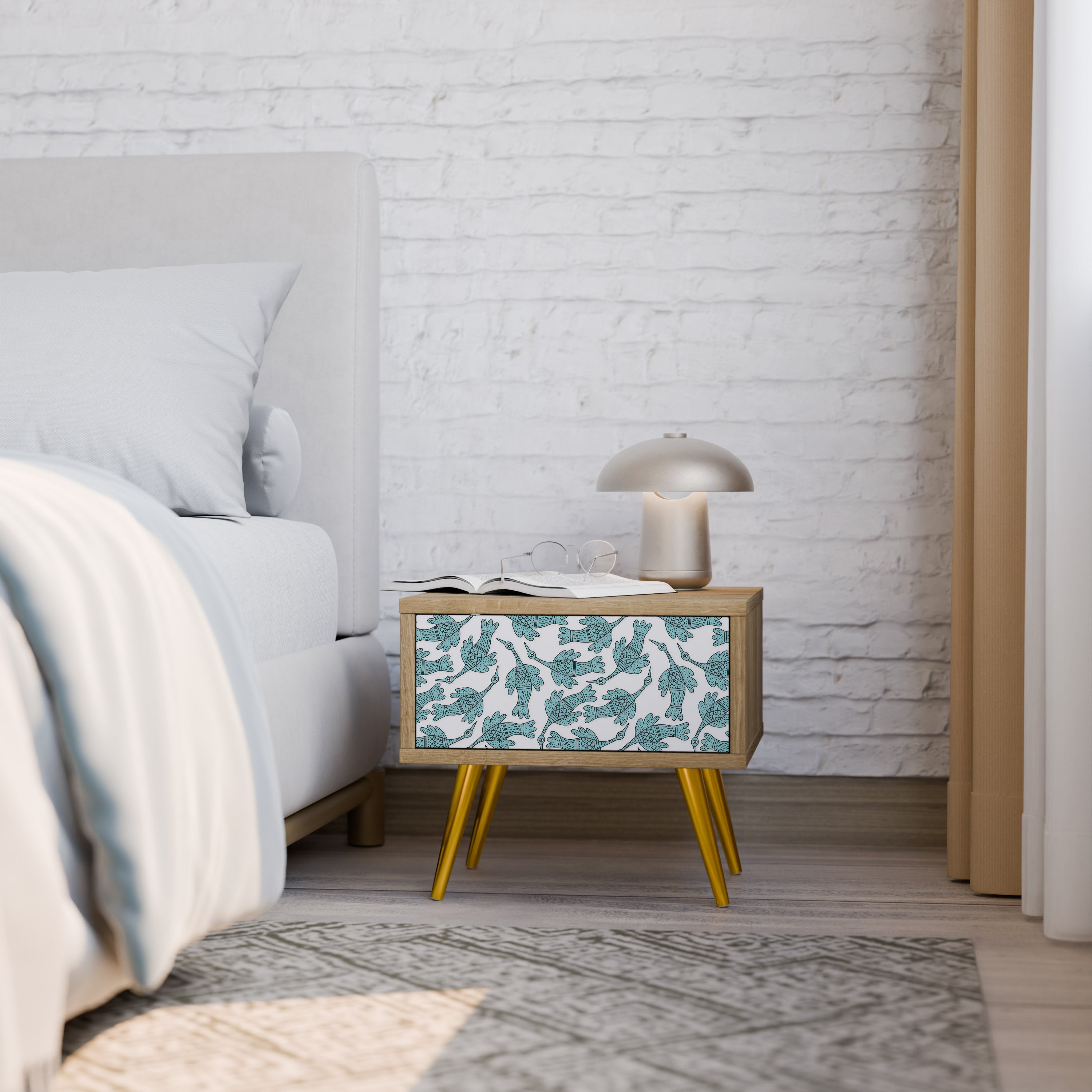 WATERSPOUT SONGIBIRD Nightstand in Oak Effect