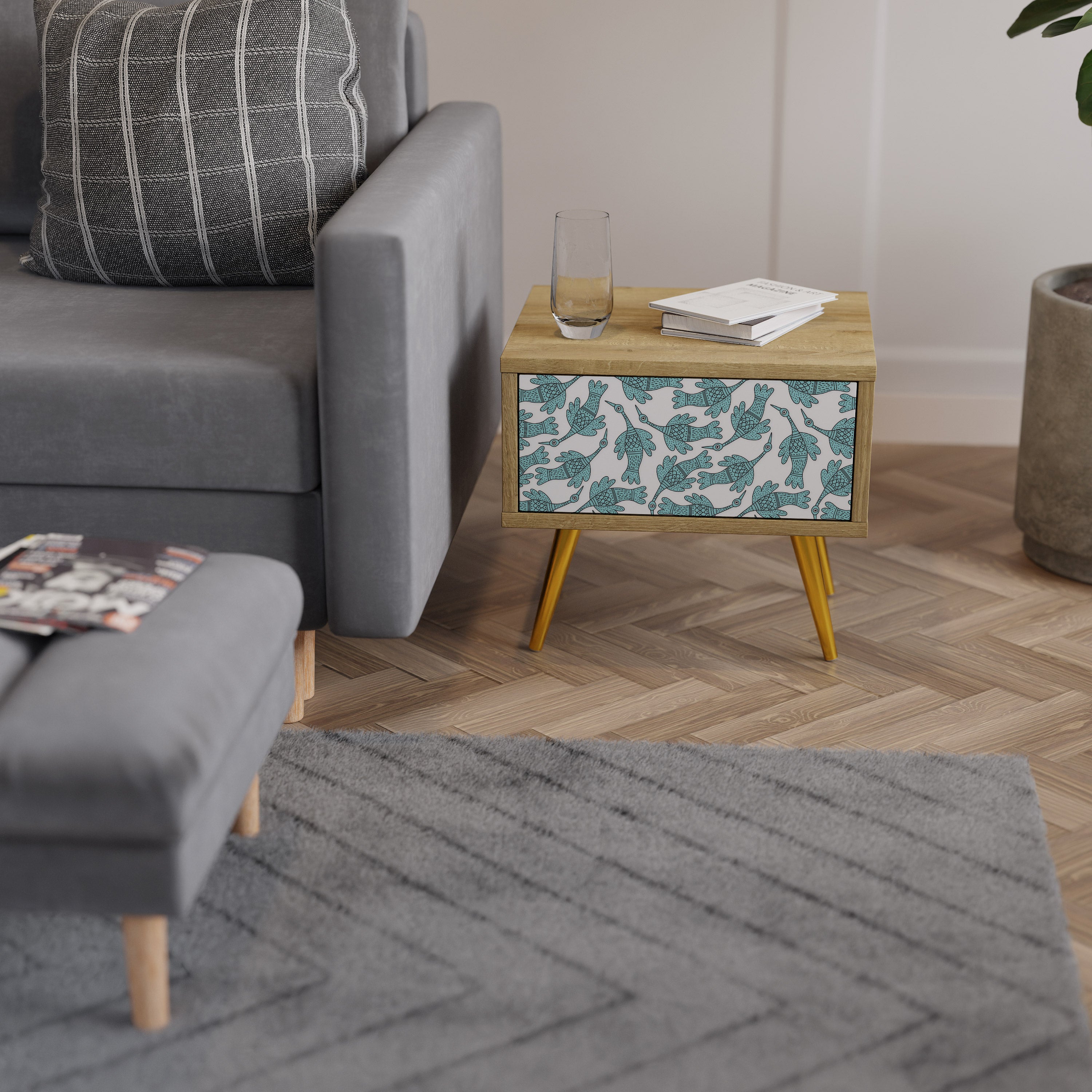 WATERSPOUT SONGIBIRD Nightstand in Oak Effect