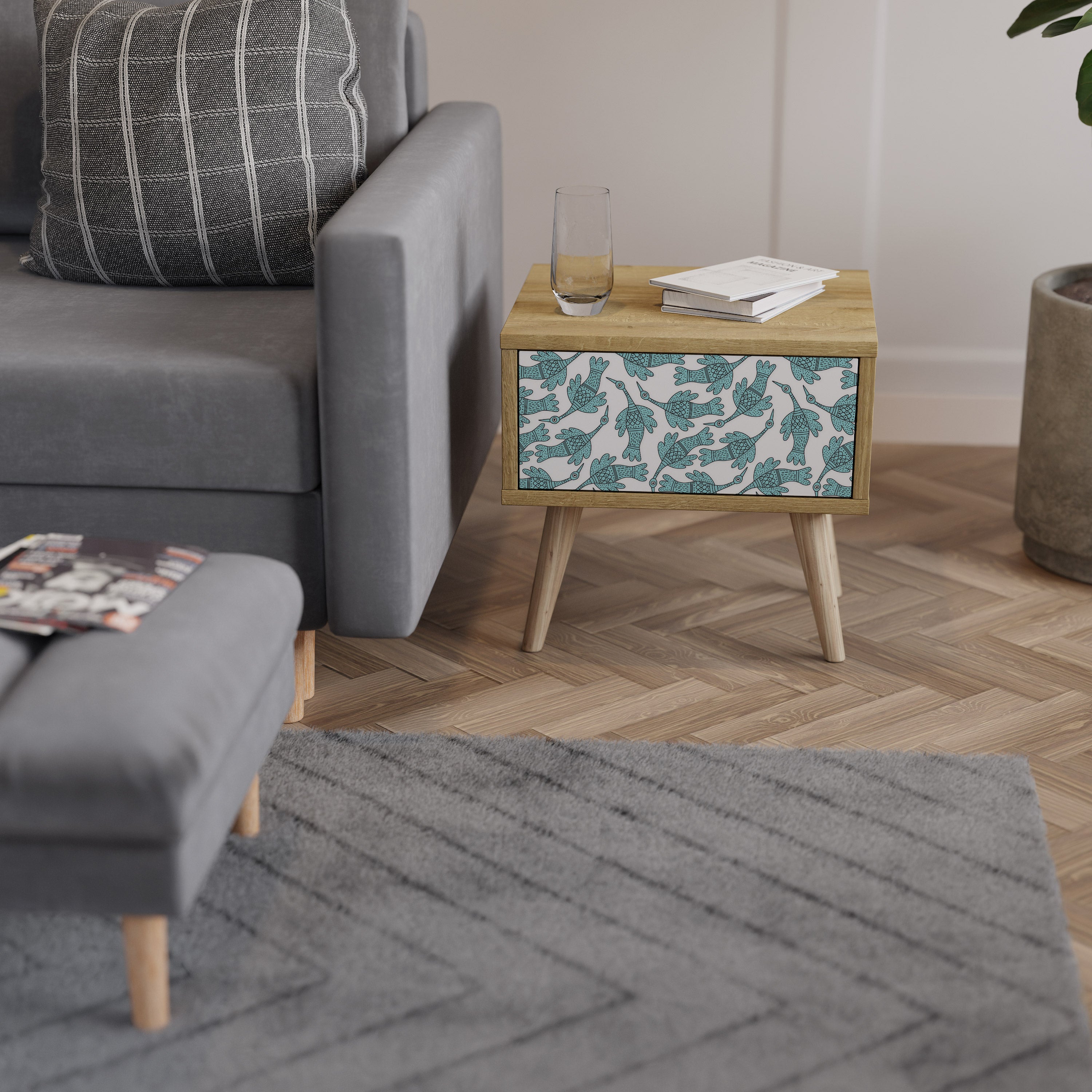WATERSPOUT SONGIBIRD Nightstand in Oak Effect