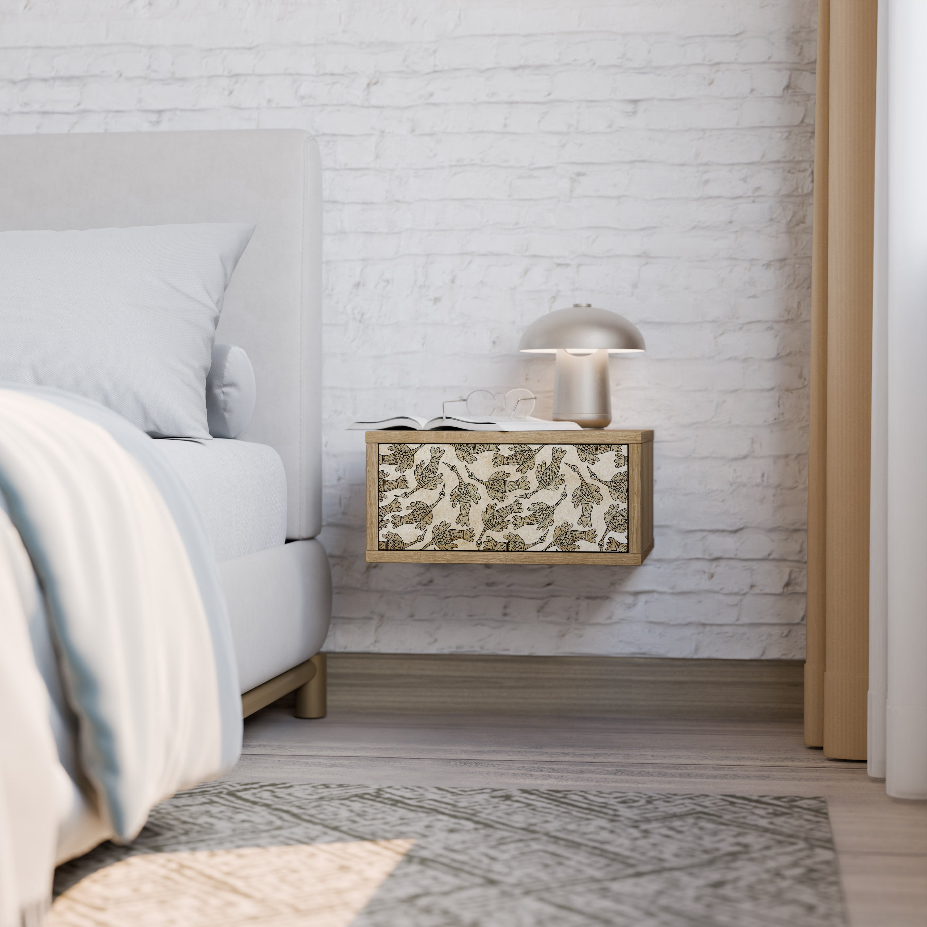 ALMONDINE SONGBIRD Nightstand in Oak Effect