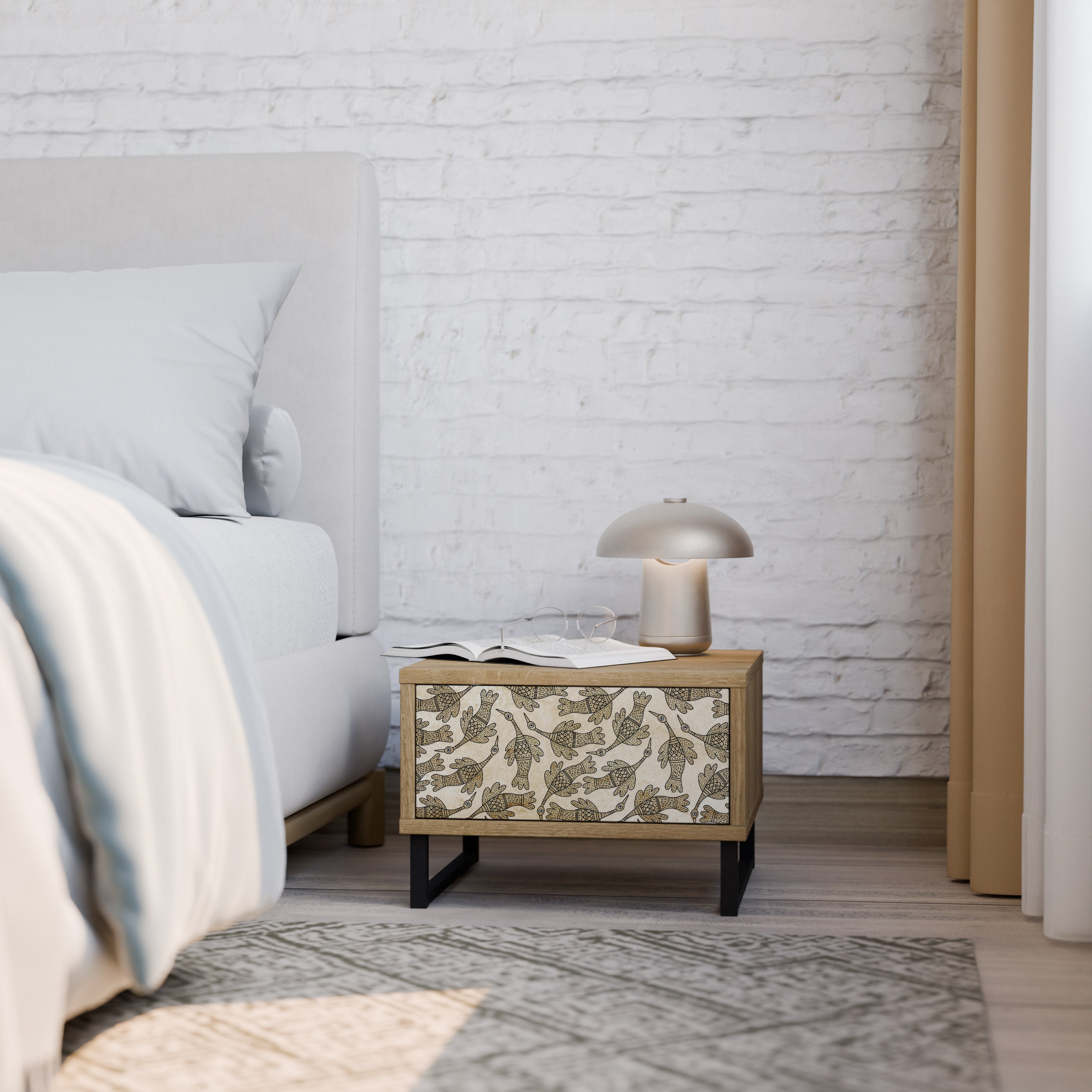ALMONDINE SONGBIRD Nightstand in Oak Effect