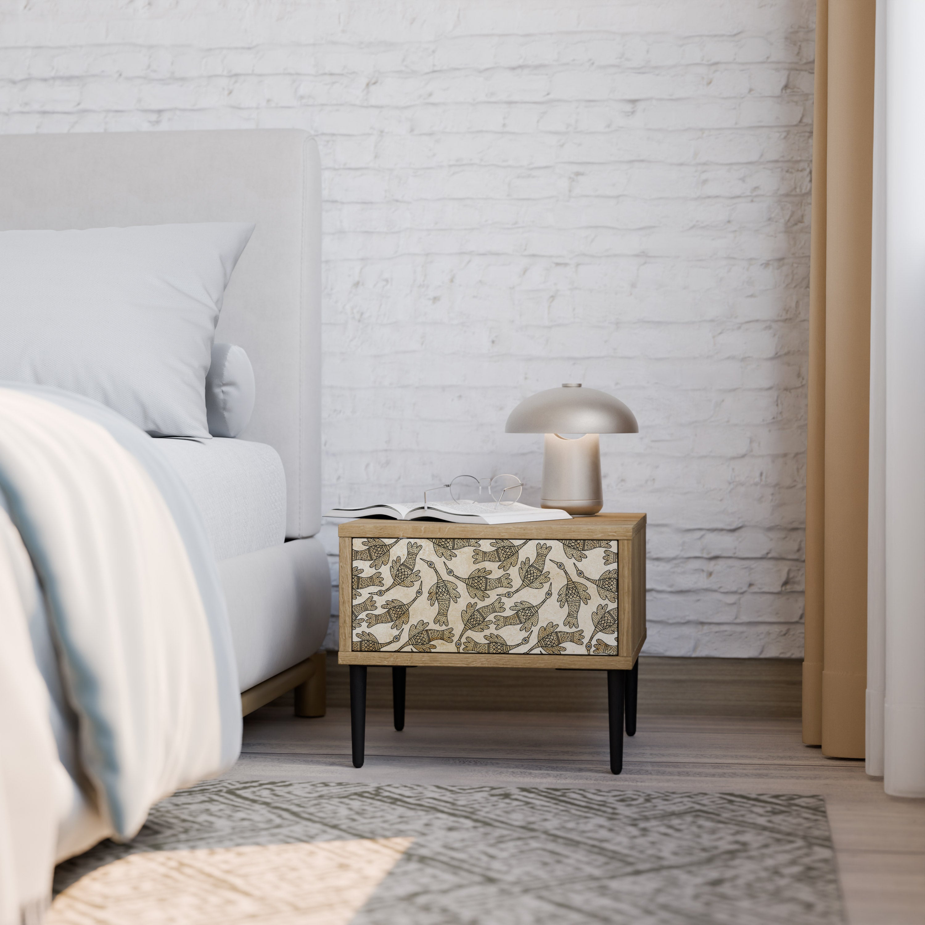 ALMONDINE SONGBIRD Nightstand in Oak Effect