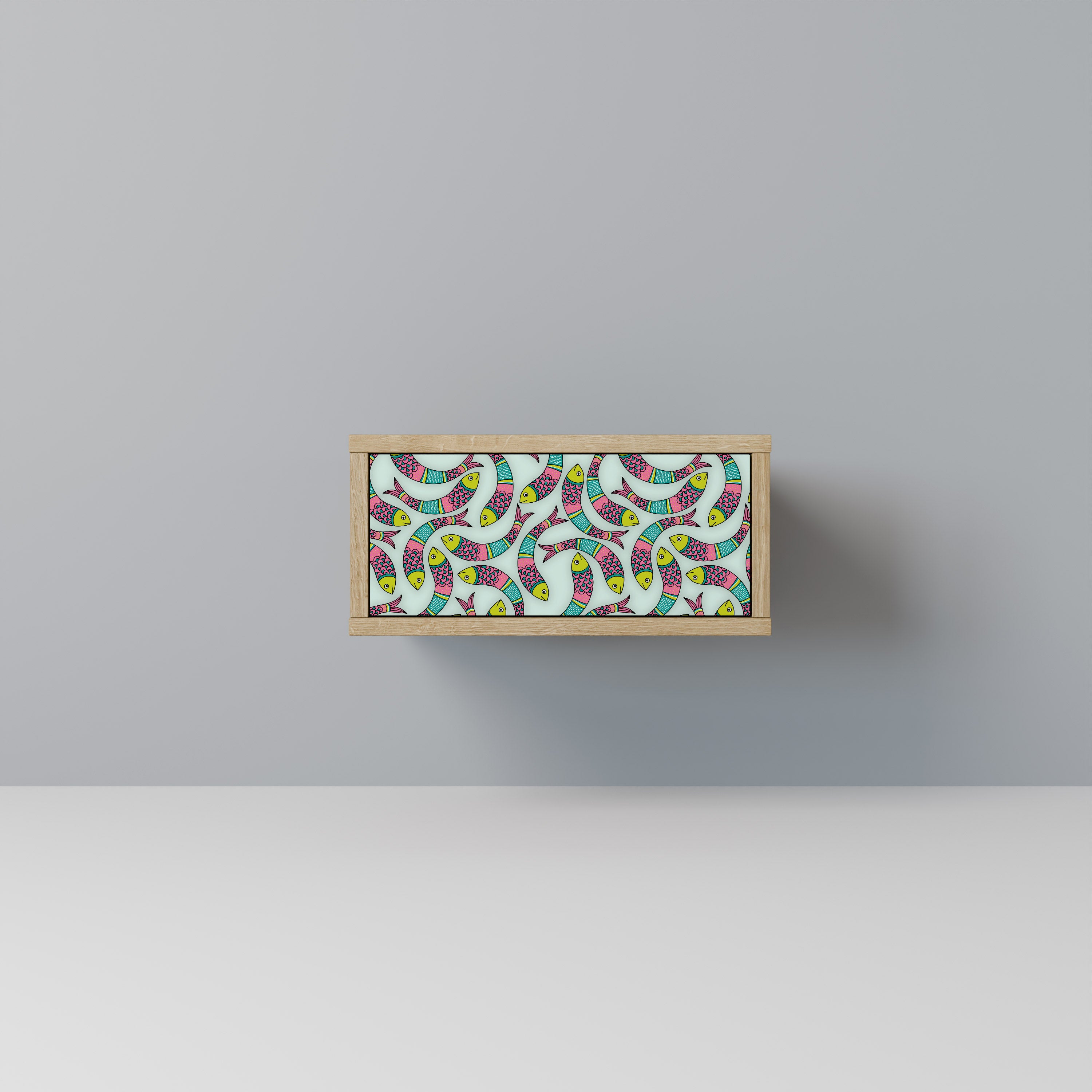 INDIAN FISH Nightstand in Oak Effect