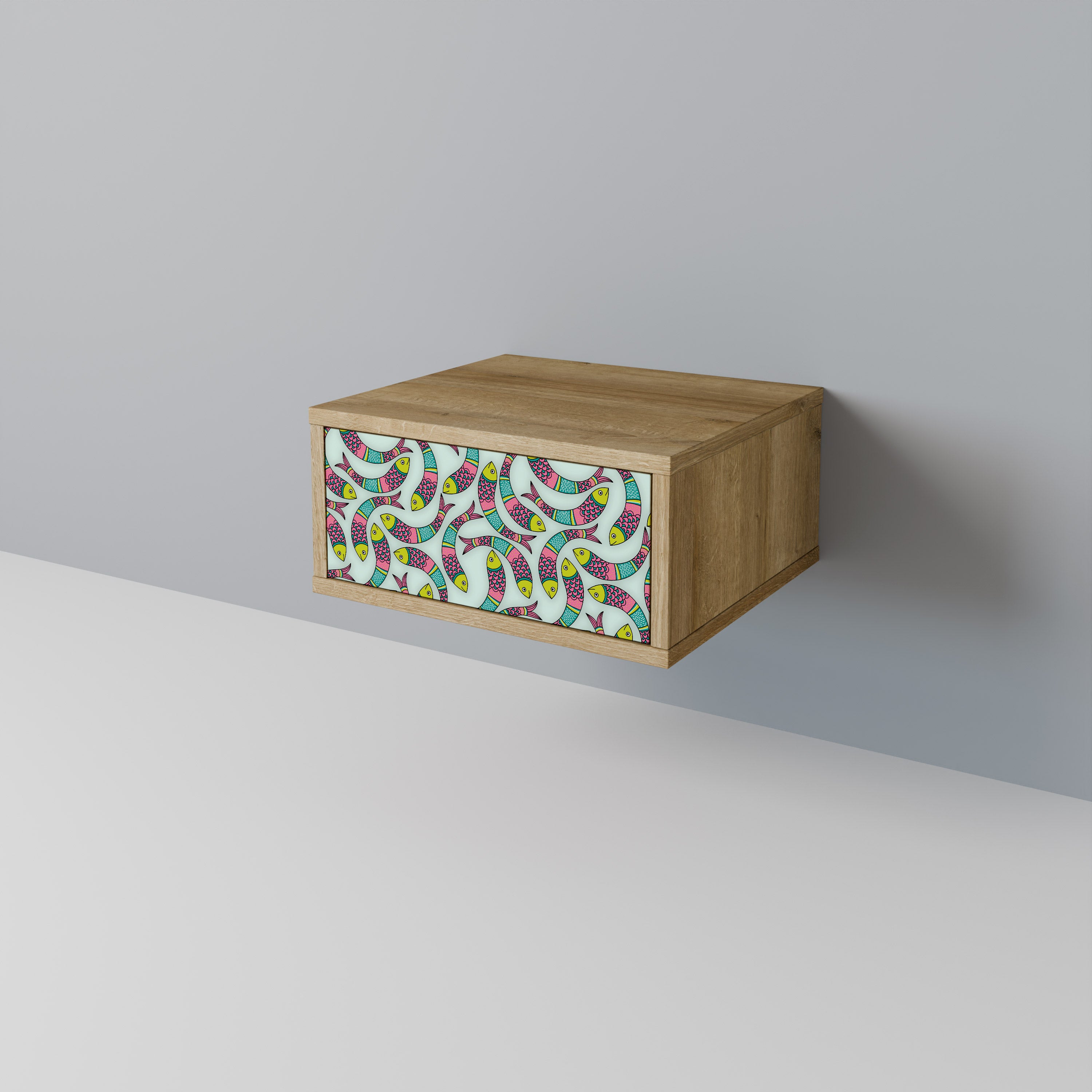 INDIAN FISH Nightstand in Oak Effect