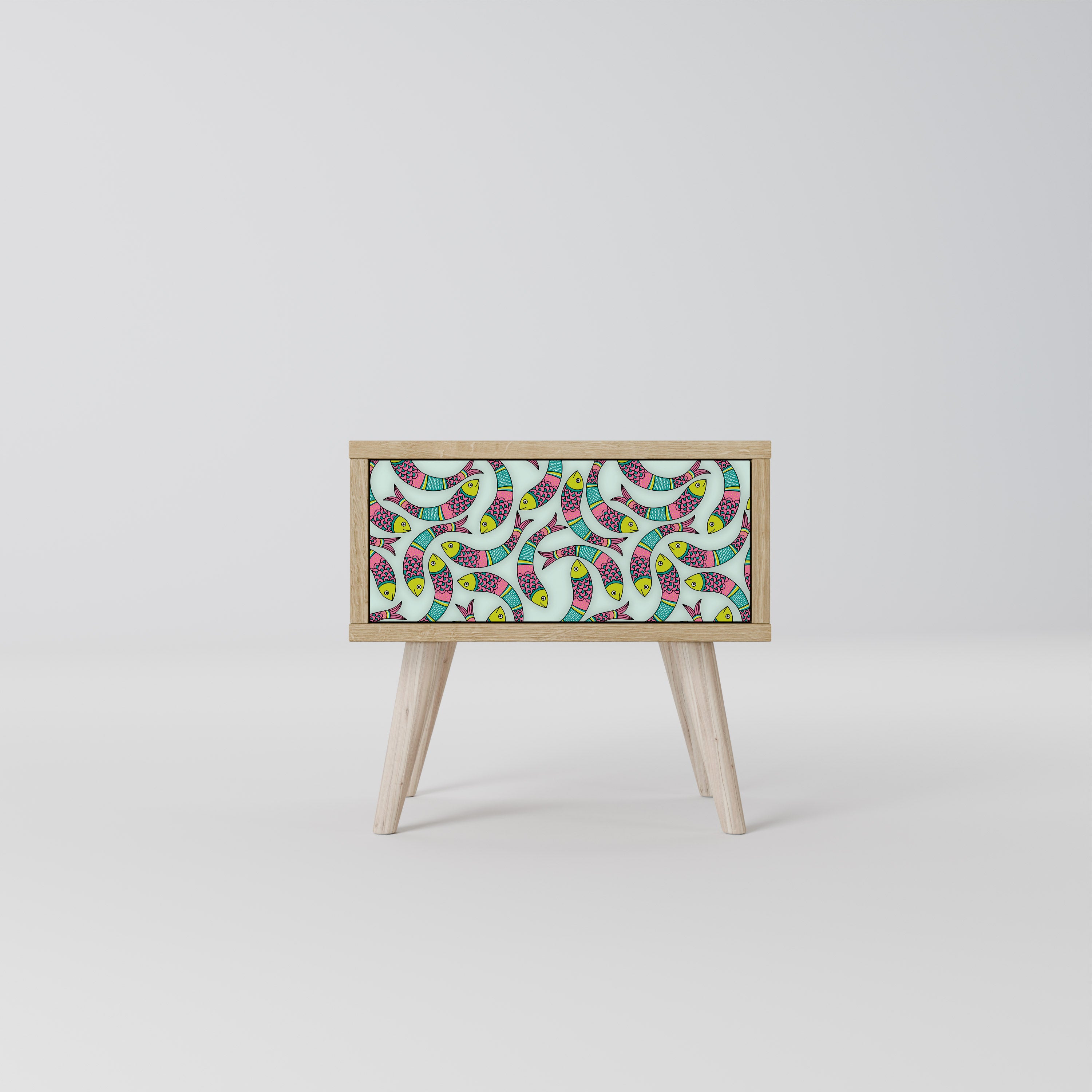 INDIAN FISH Nightstand in Oak Effect