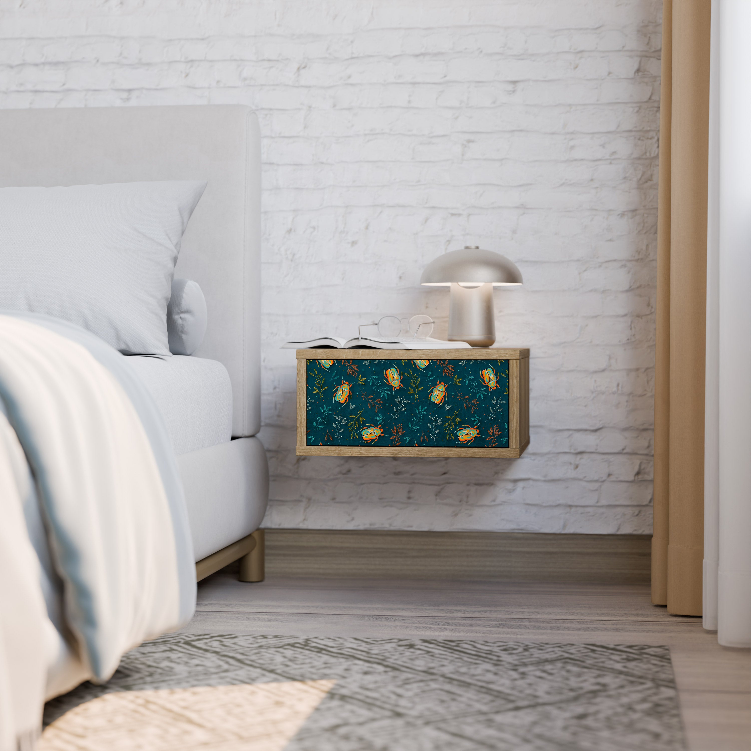 AUTUMN INSECTS Nightstand in Oak Effect