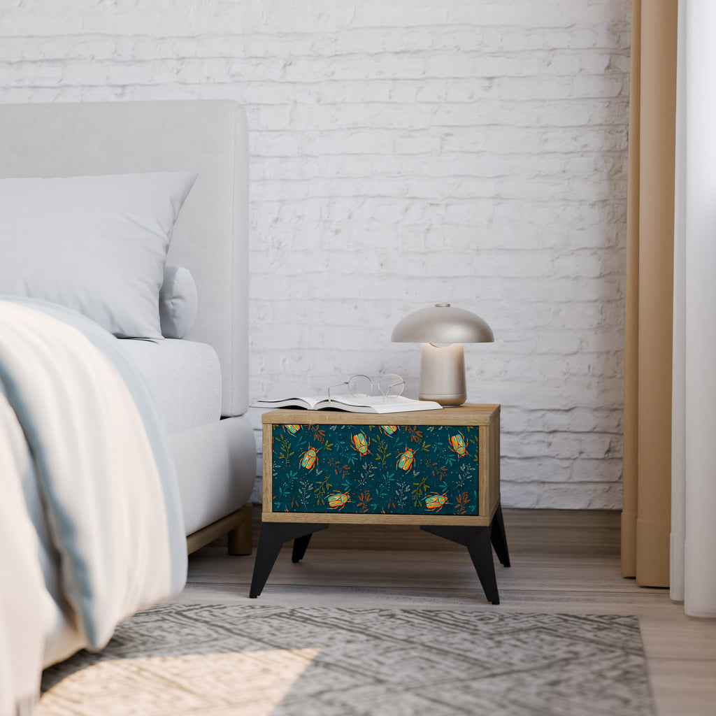 AUTUMN INSECTS Nightstand in Oak Effect