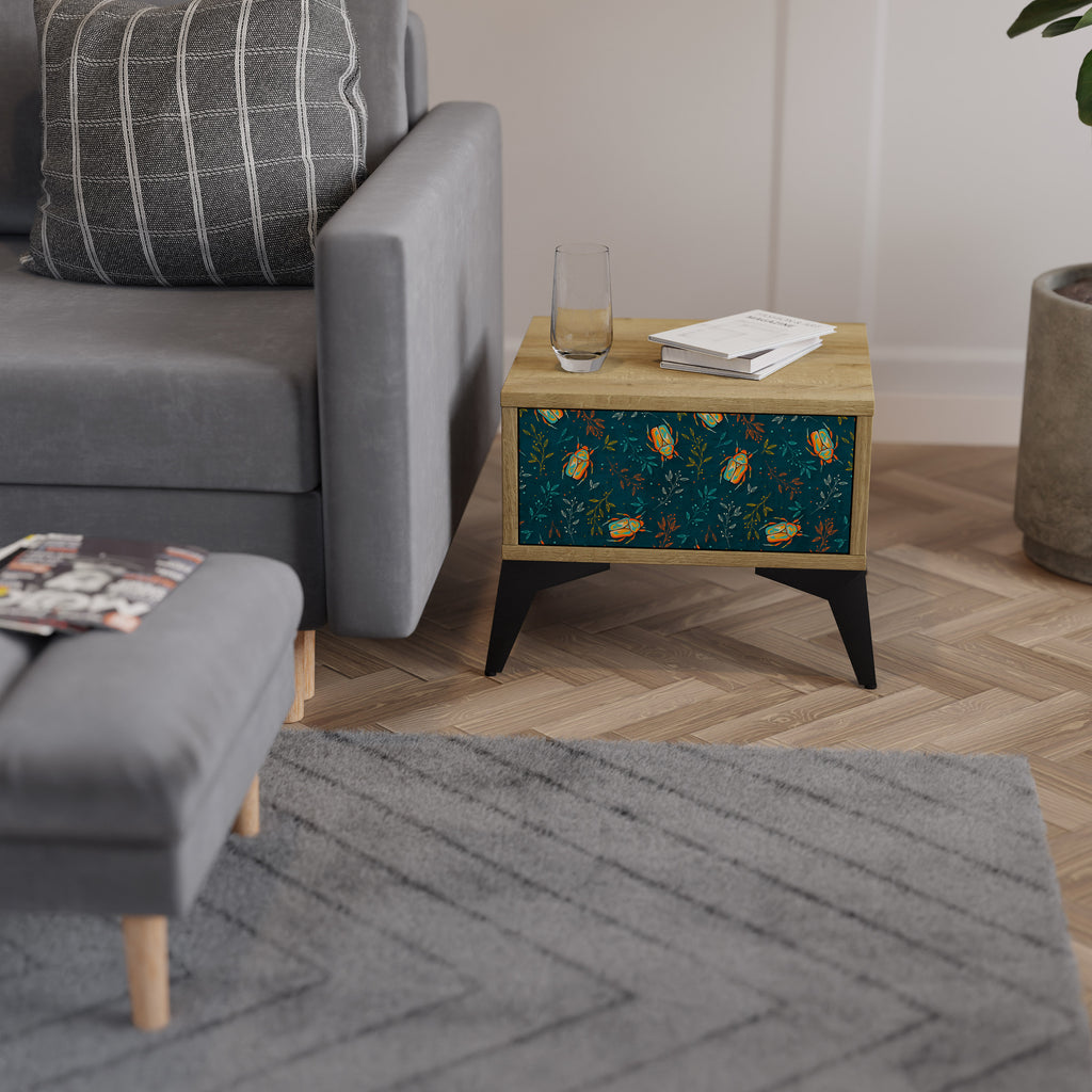 AUTUMN INSECTS Nightstand in Oak Effect