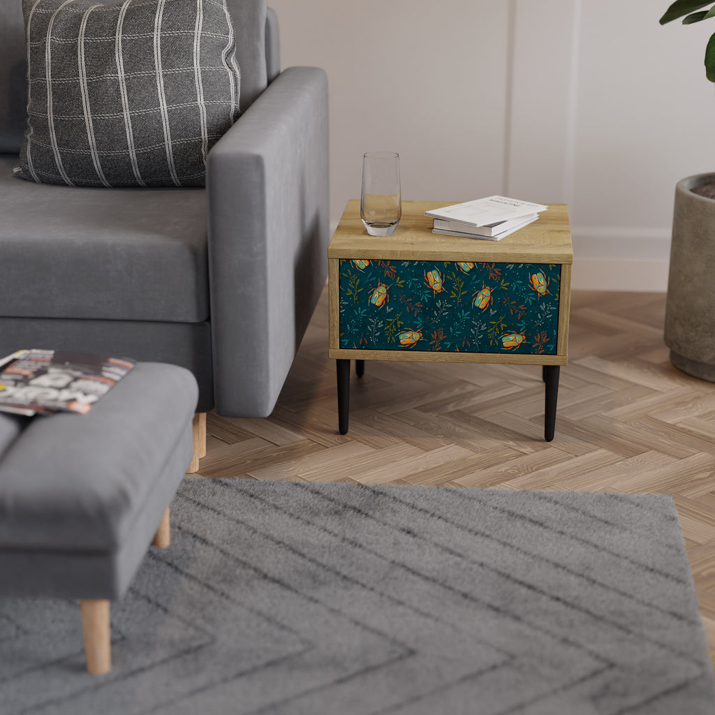 AUTUMN INSECTS Nightstand in Oak Effect