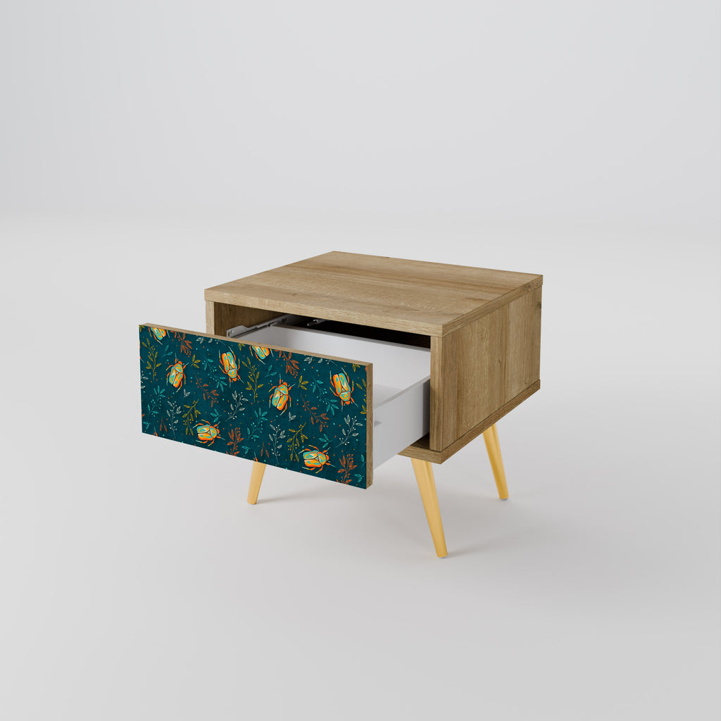AUTUMN INSECTS Nightstand in Oak Effect