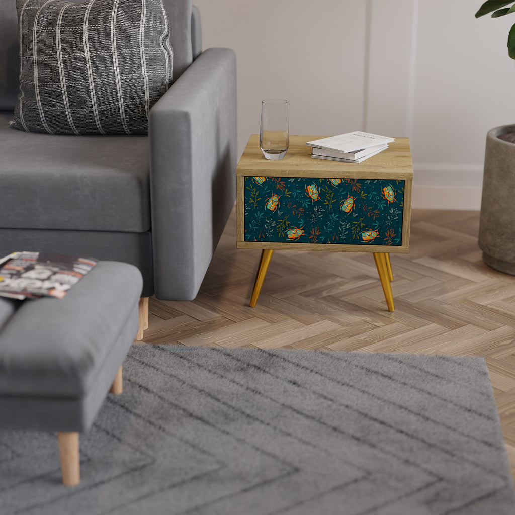 AUTUMN INSECTS Nightstand in Oak Effect