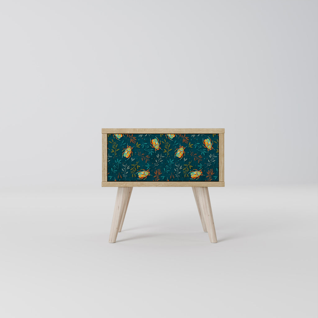 AUTUMN INSECTS Nightstand in Oak Effect
