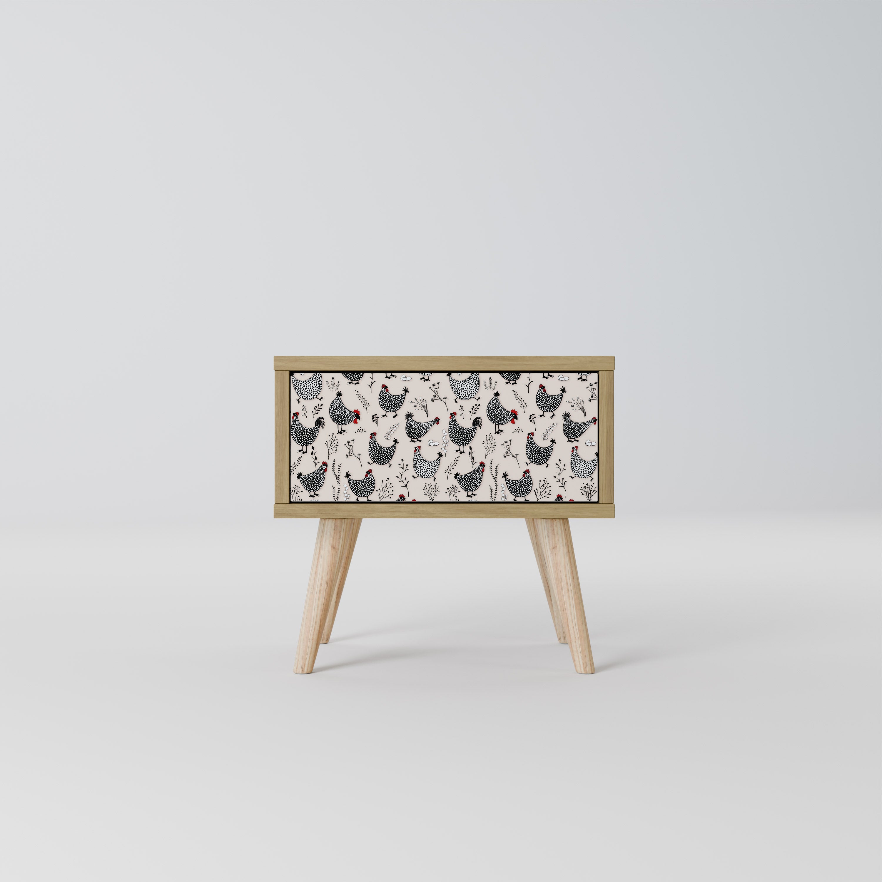 HAPPY HENS Nightstand in Oak Effect