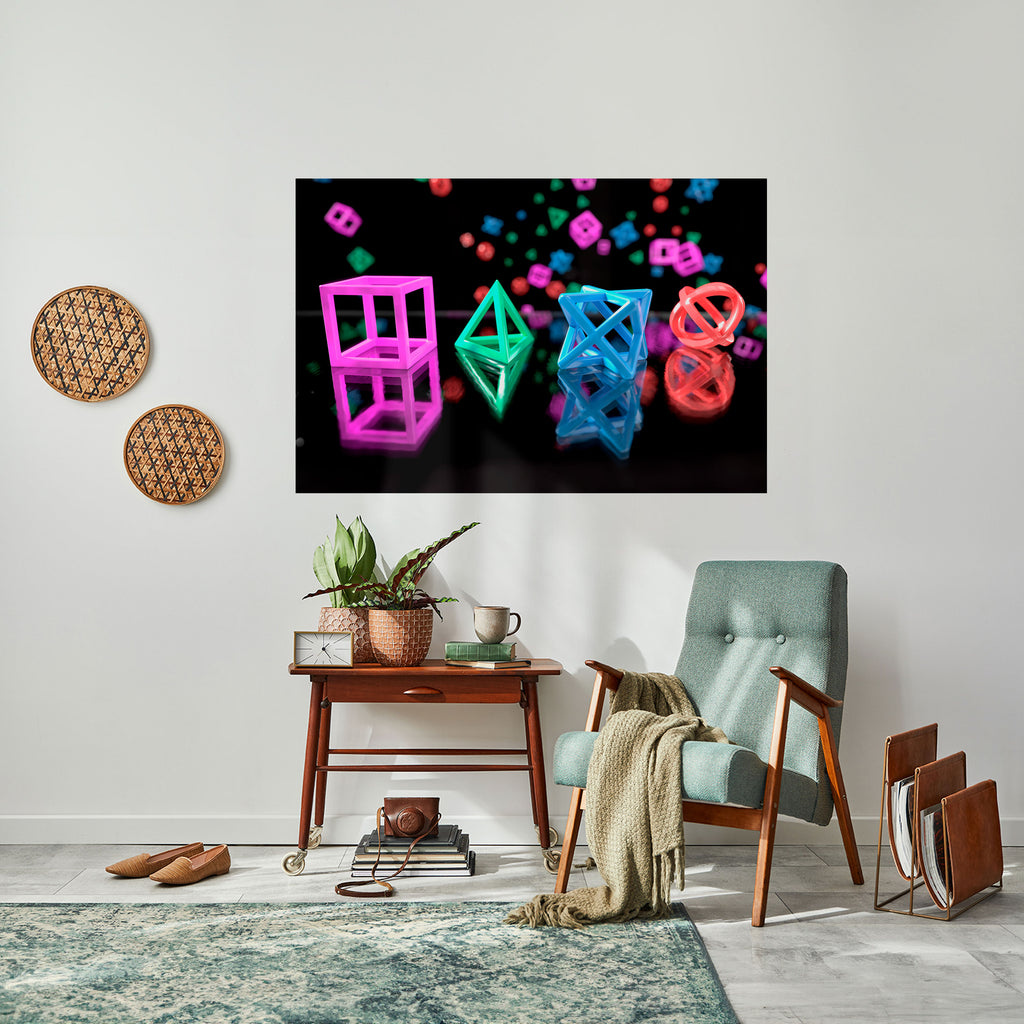 Póster horizontal autoadhesivo con iconos brillantes de jugador