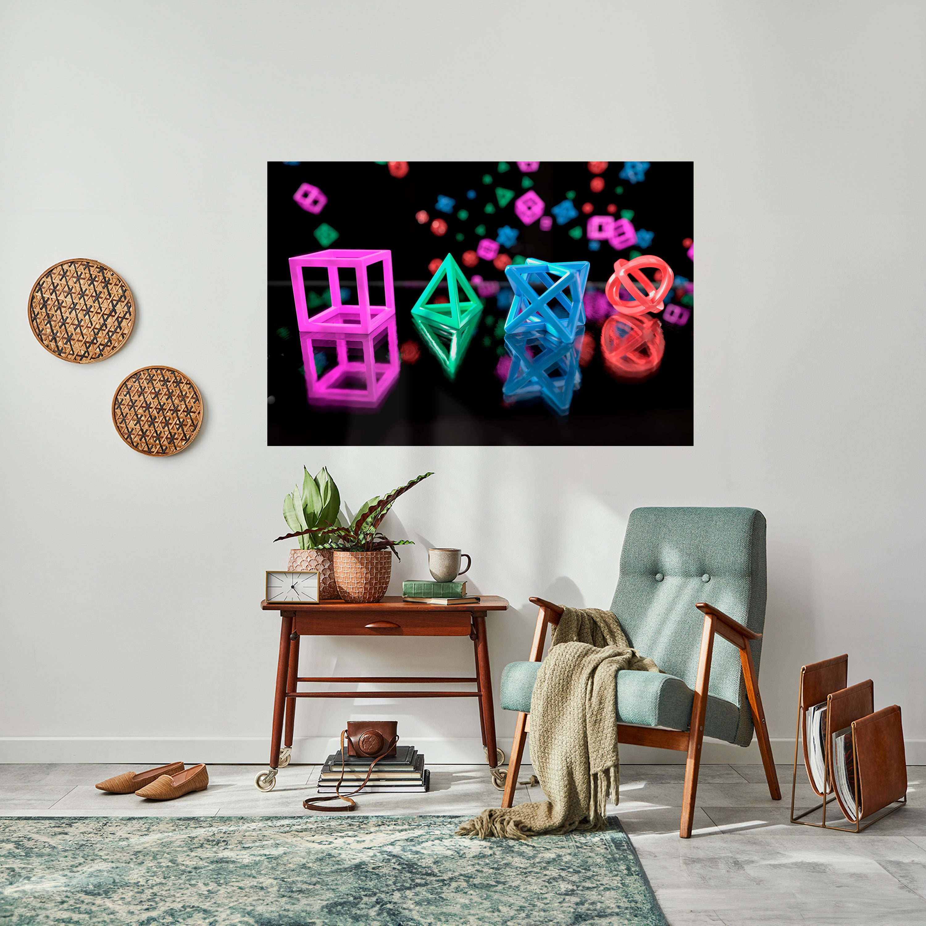 Póster horizontal autoadhesivo con iconos brillantes de jugador