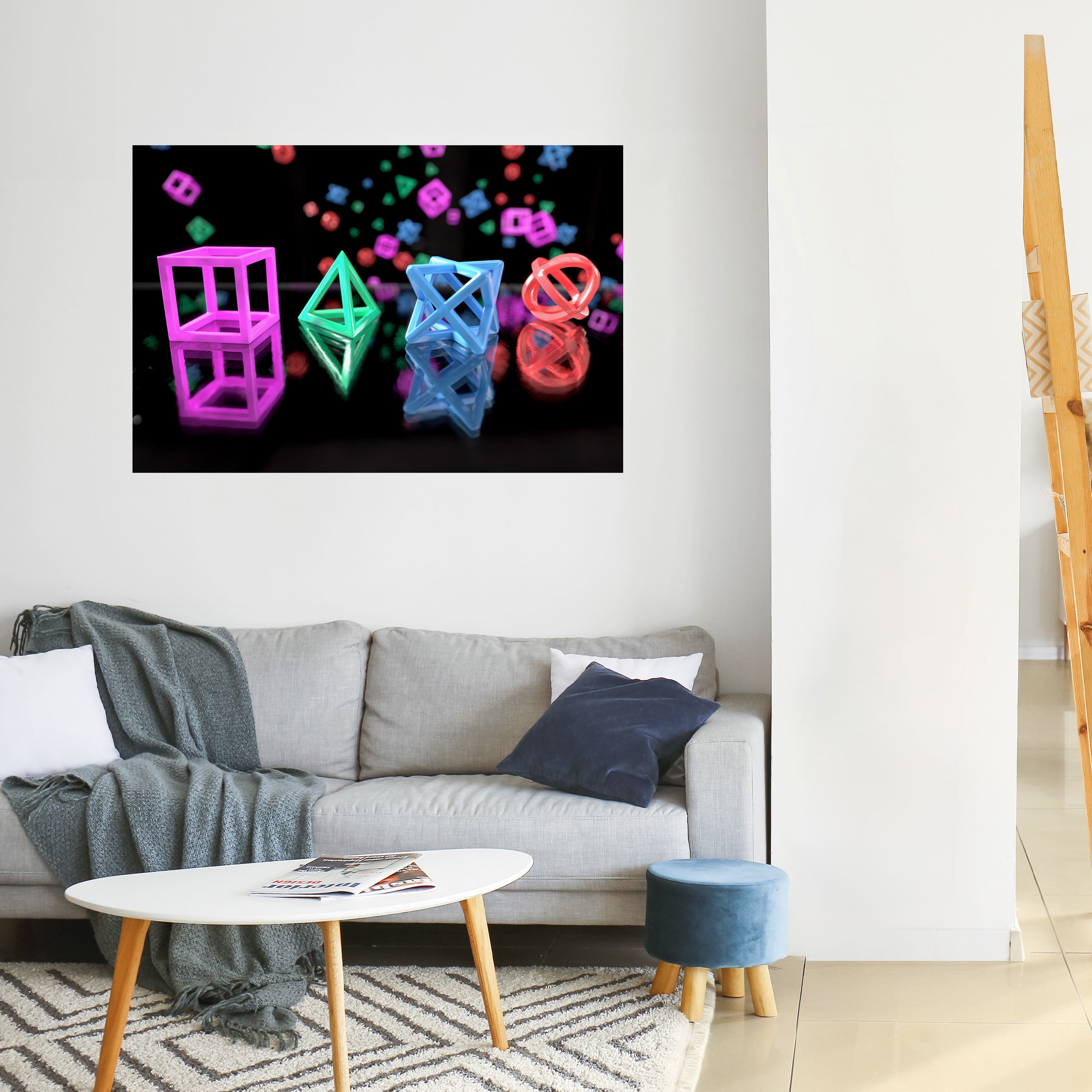 Póster horizontal autoadhesivo con iconos brillantes de jugador