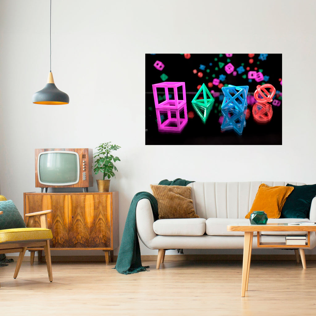 Póster horizontal autoadhesivo con iconos brillantes de jugador