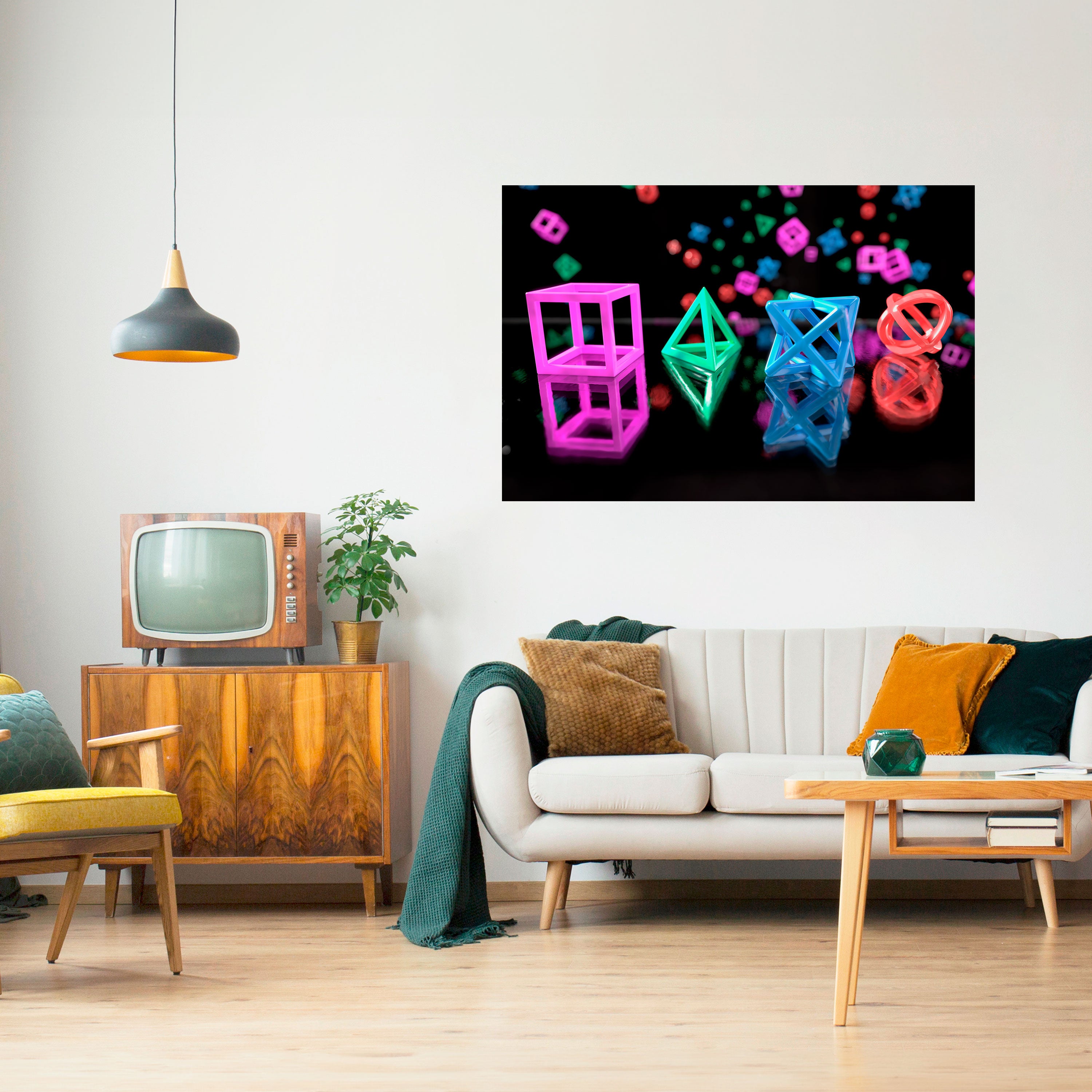 Póster horizontal autoadhesivo con iconos brillantes de jugador