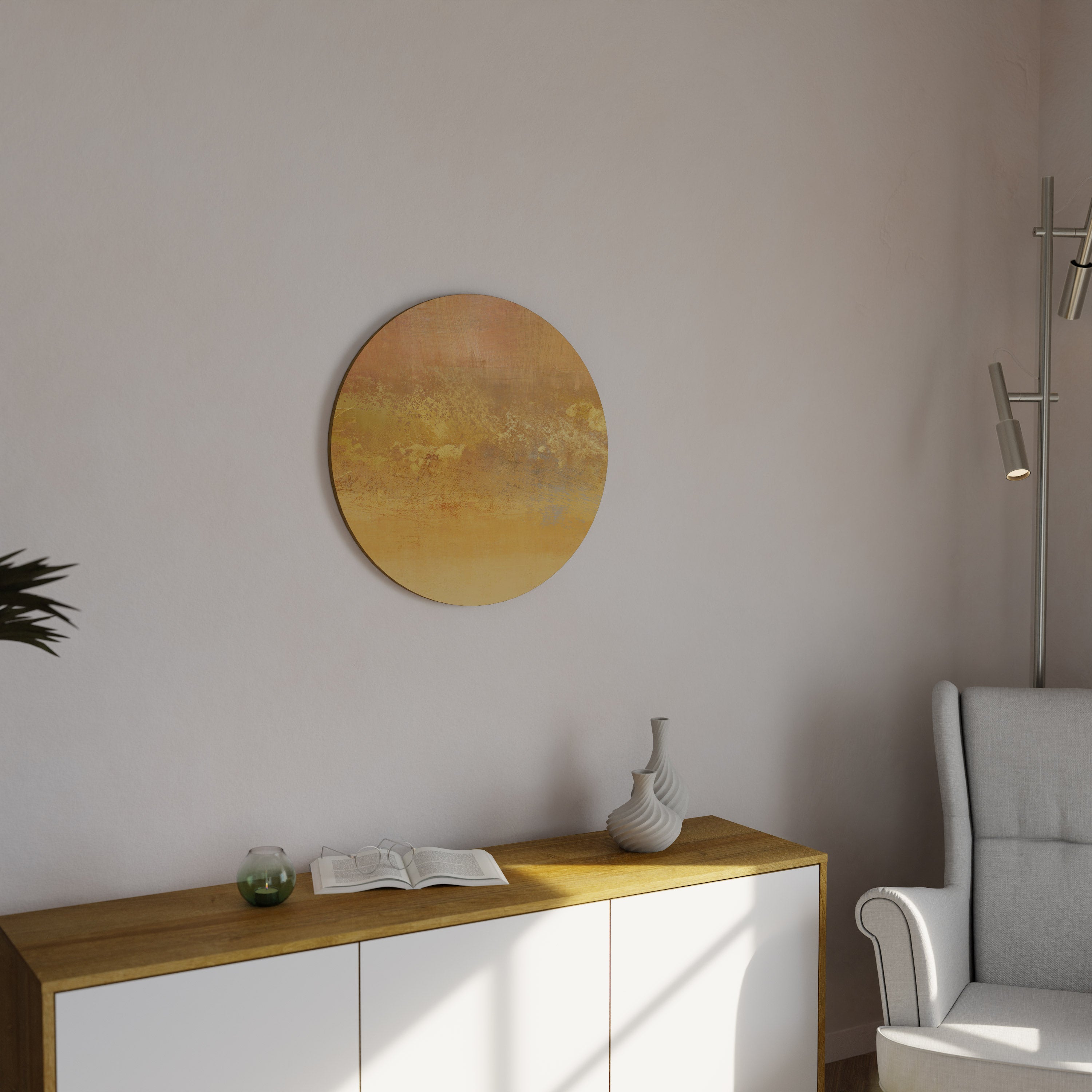 Arte de pared redondo IMPRESIÓN NARANJA