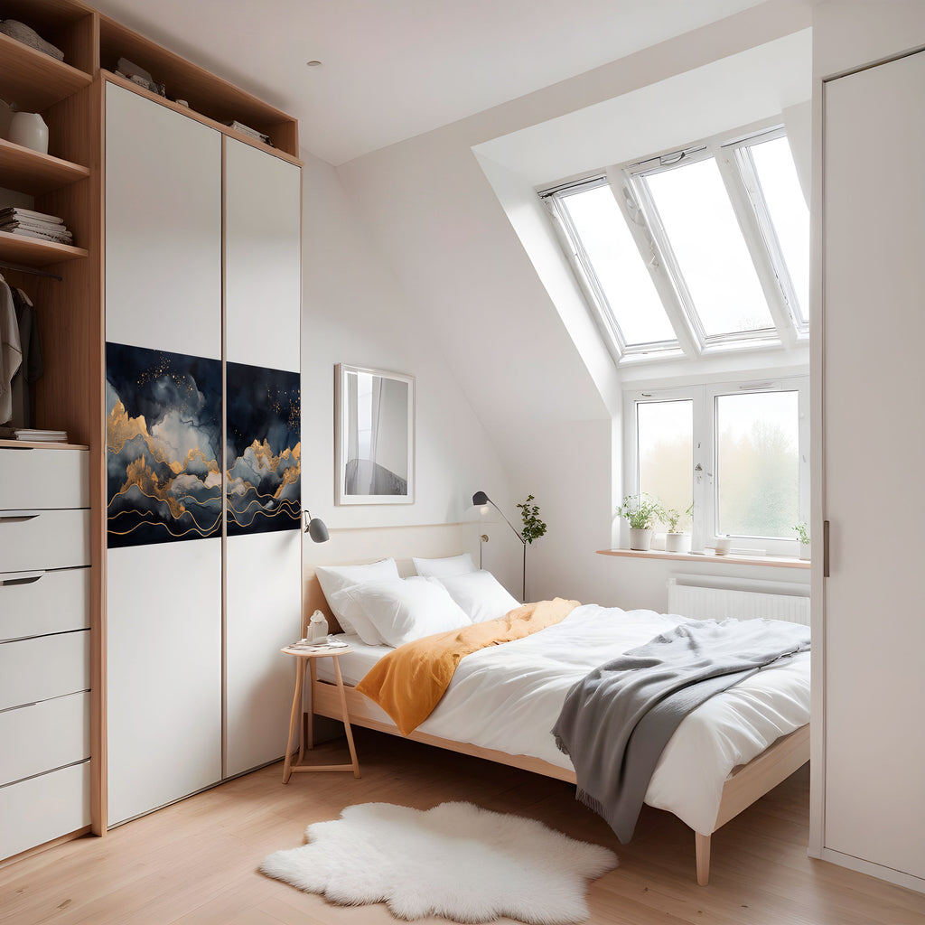 Póster horizontal autoadhesivo "PICO DORADO AZUL"