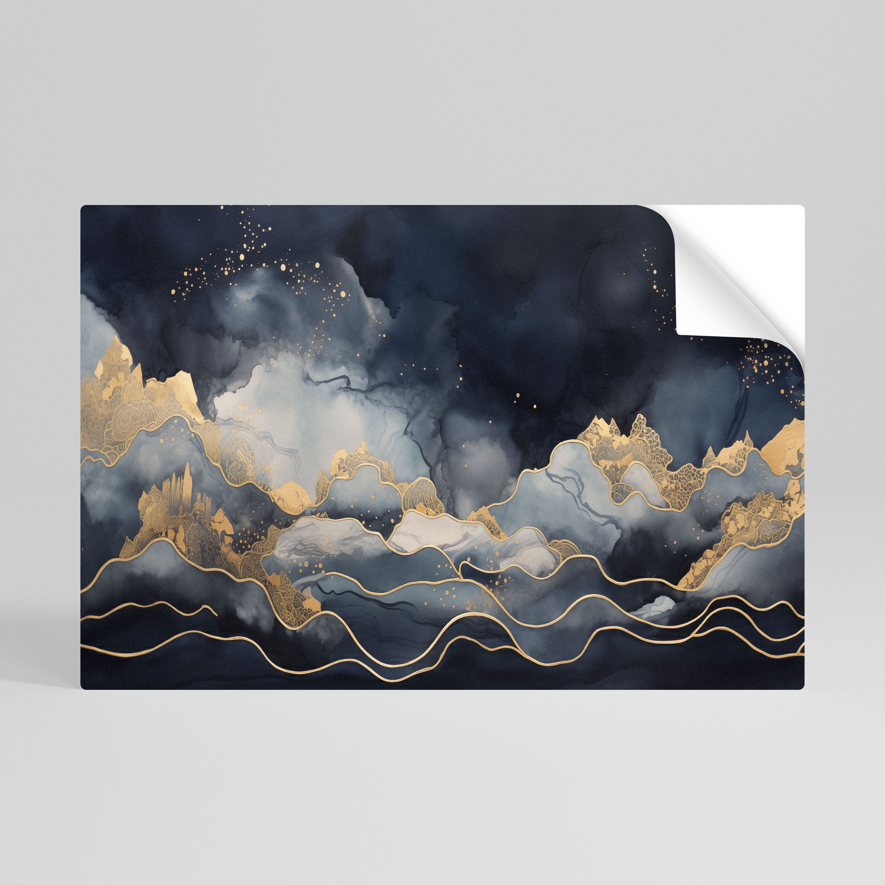 Póster horizontal autoadhesivo "PICO DORADO AZUL"