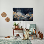 GOLDEN PEAK OF BLUE Póster Horizontal Adhesivo