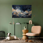 GOLDEN PEAK OF BLUE Póster Horizontal Adhesivo