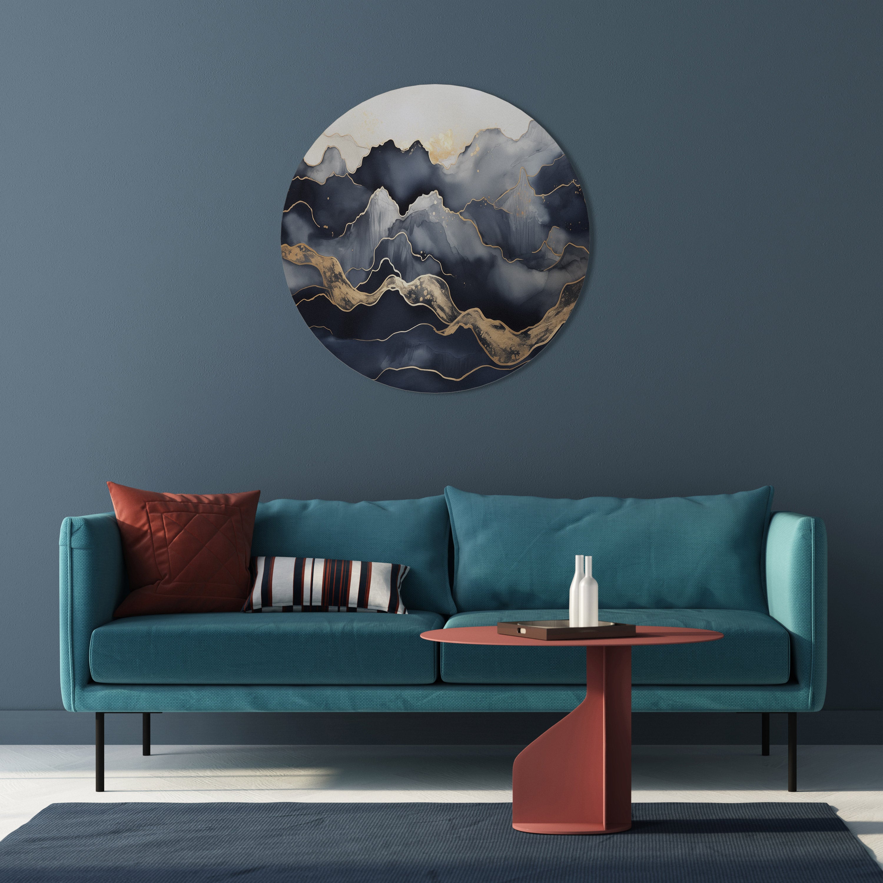 Arte de pared redondo GOLDEN ALPINE BLISS