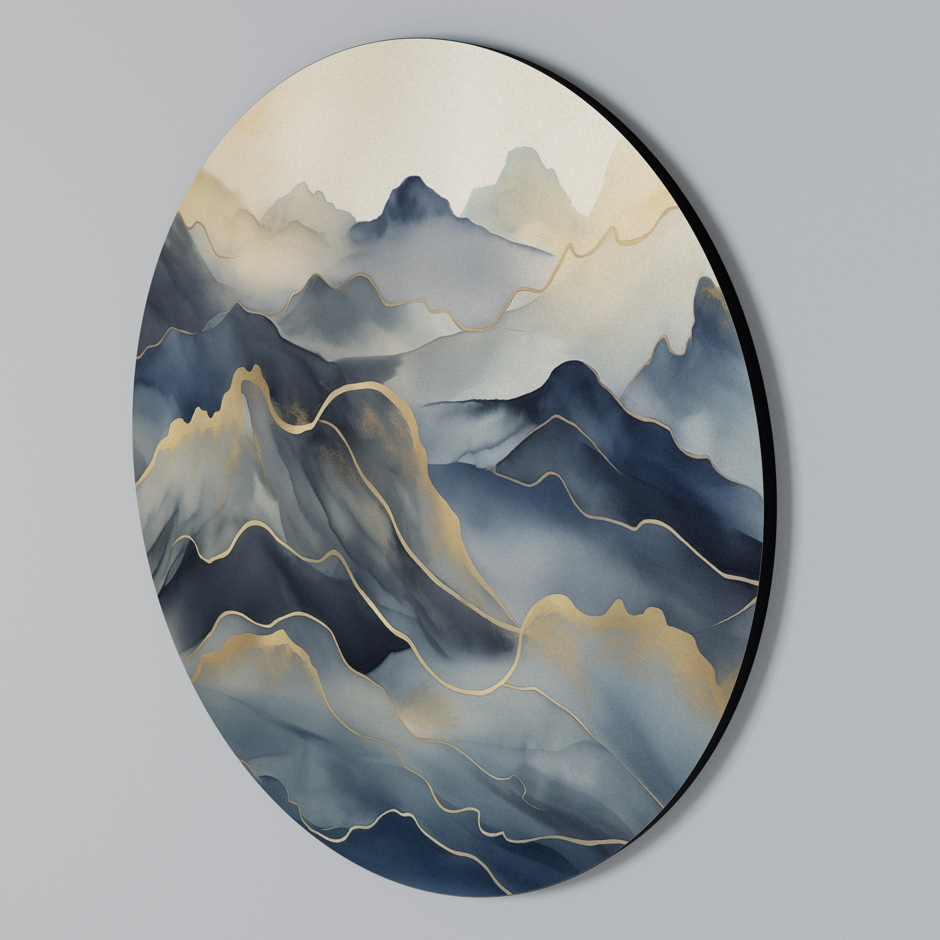 GOLDEN MOUNTAIN FOG Arte de pared redondo