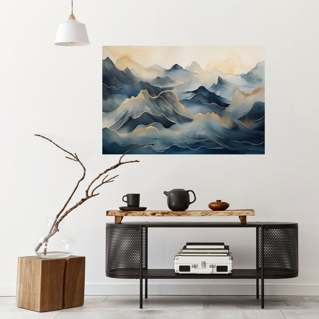 Póster horizontal autoadhesivo GOLDEN MOUNTAIN FOG