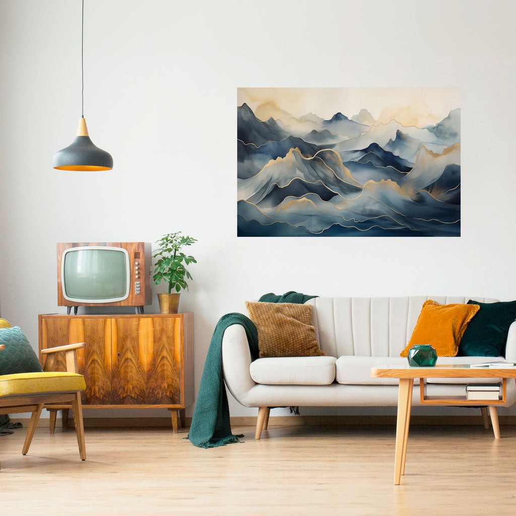 Póster horizontal autoadhesivo GOLDEN MOUNTAIN FOG