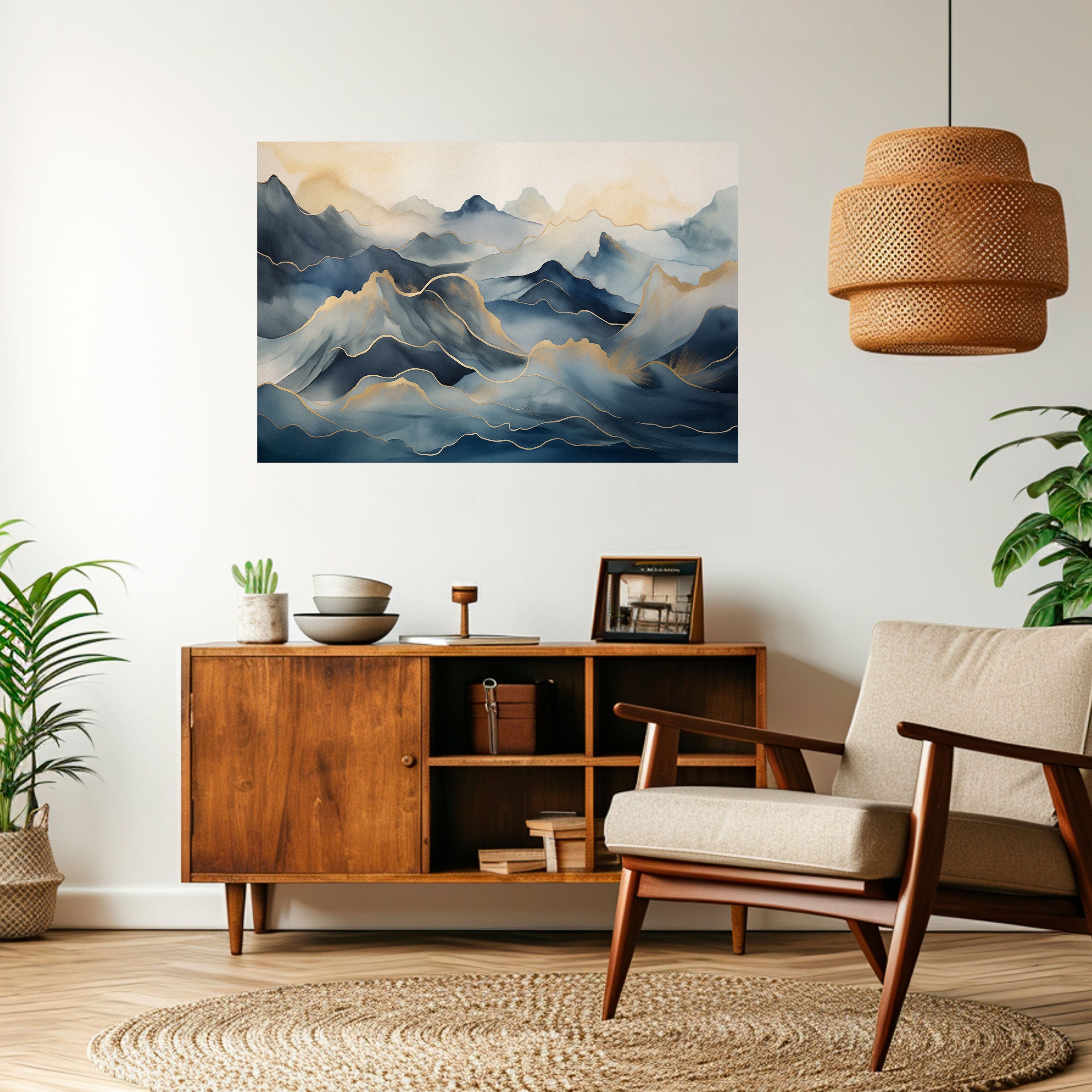 Póster horizontal autoadhesivo GOLDEN MOUNTAIN FOG