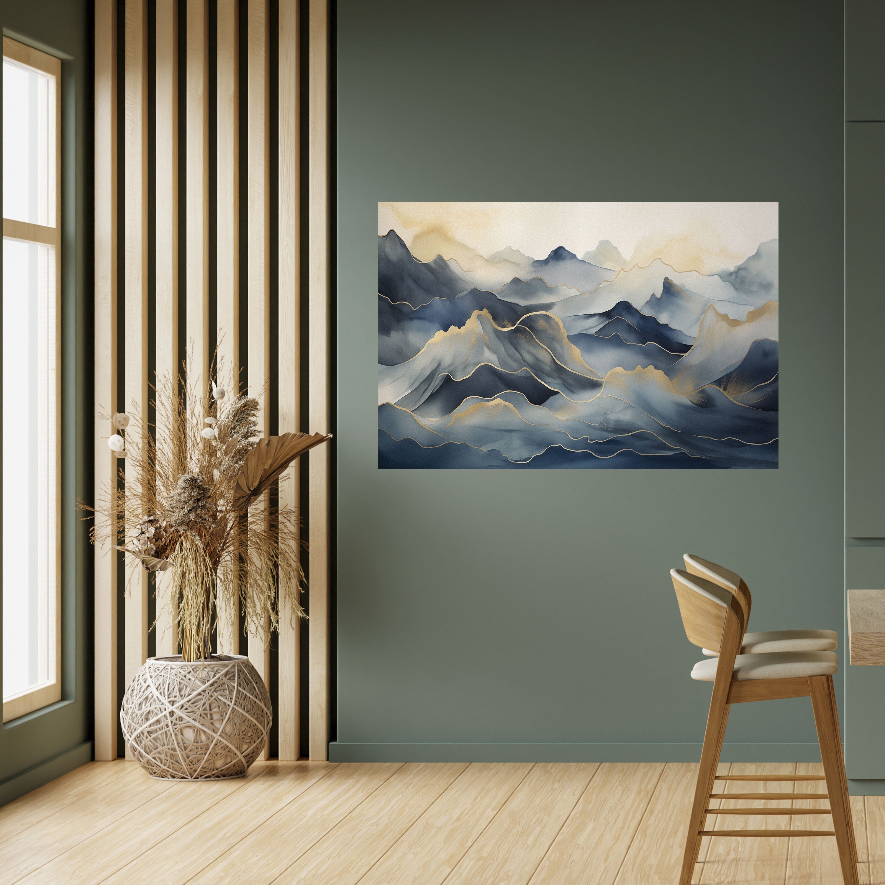 Póster horizontal autoadhesivo GOLDEN MOUNTAIN FOG