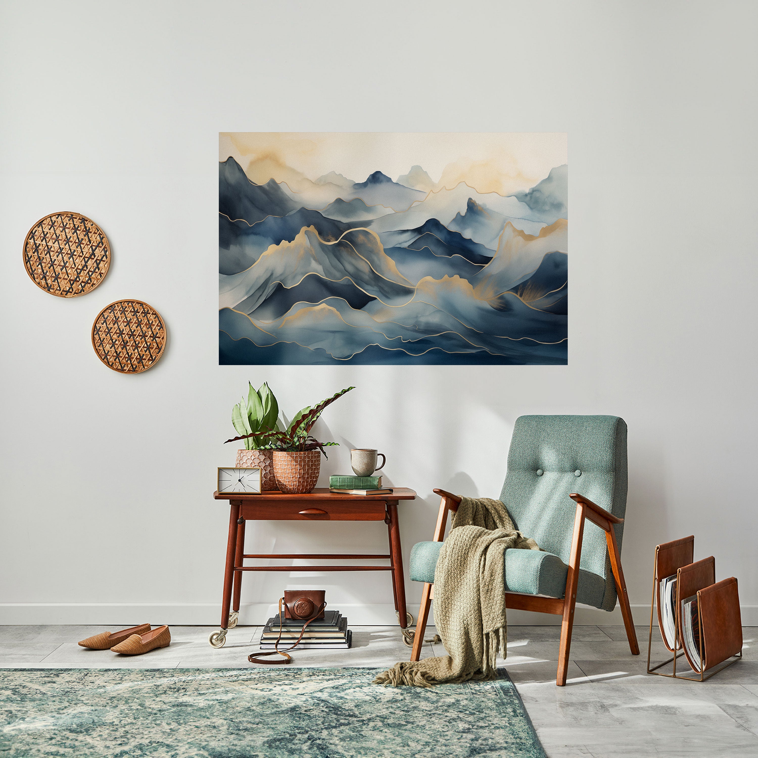 Póster horizontal autoadhesivo GOLDEN MOUNTAIN FOG