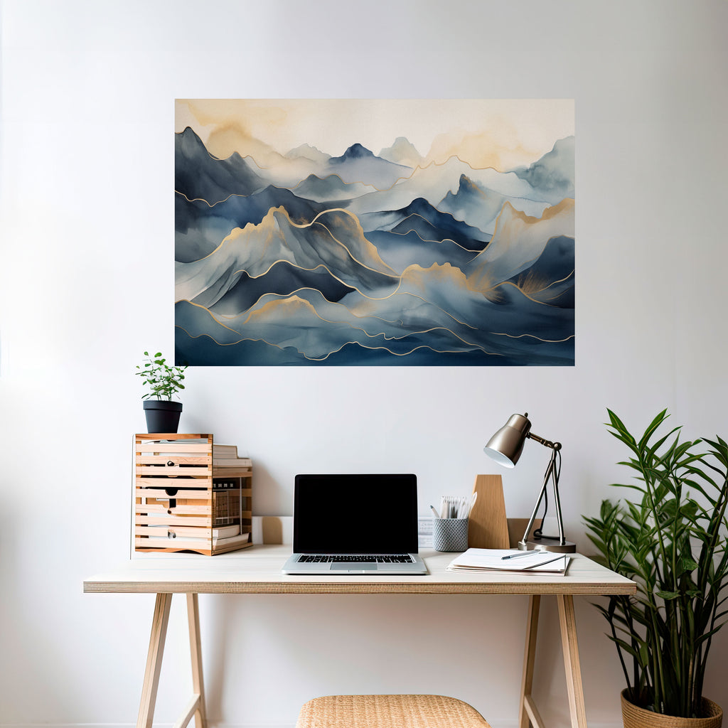 Póster horizontal autoadhesivo GOLDEN MOUNTAIN FOG