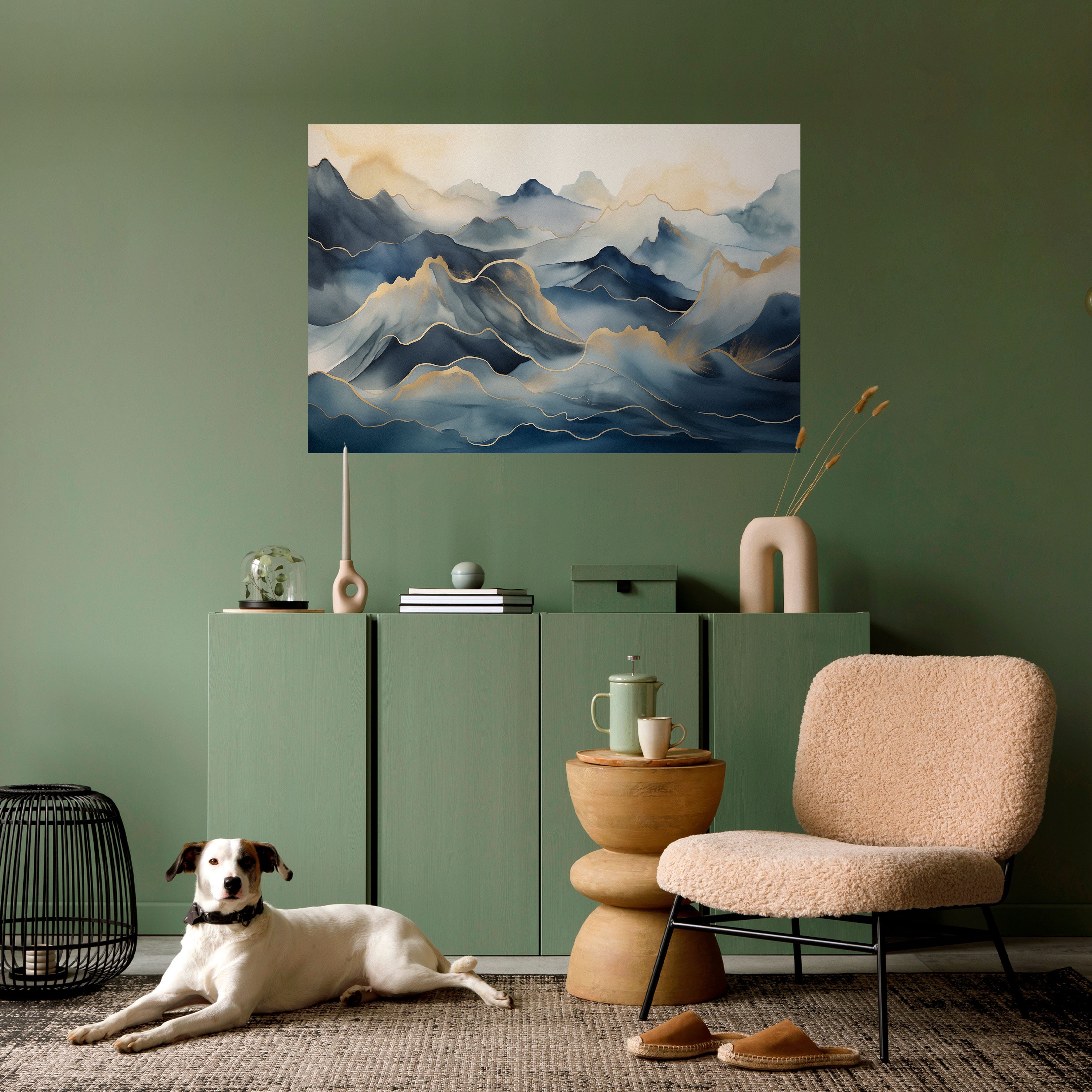 Póster horizontal autoadhesivo GOLDEN MOUNTAIN FOG