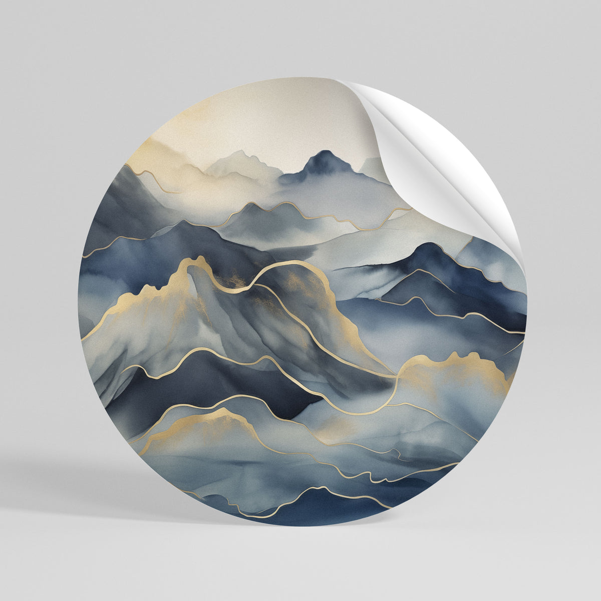 GOLDEN MOUNTAIN FOG Peel and Stick Round Sticker