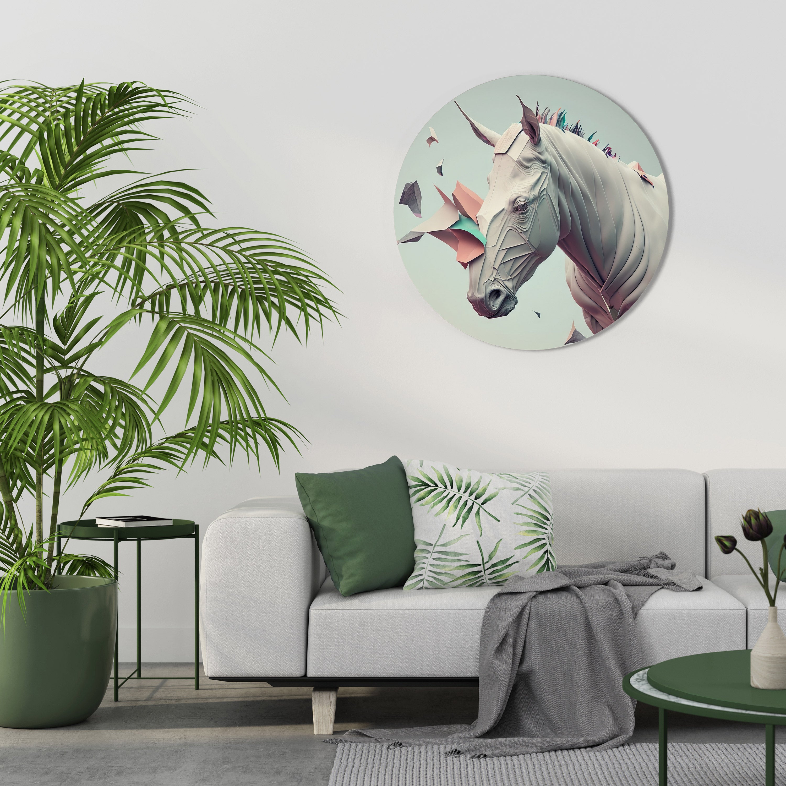 Arte de pared redondo CABALLO FUTURISTA