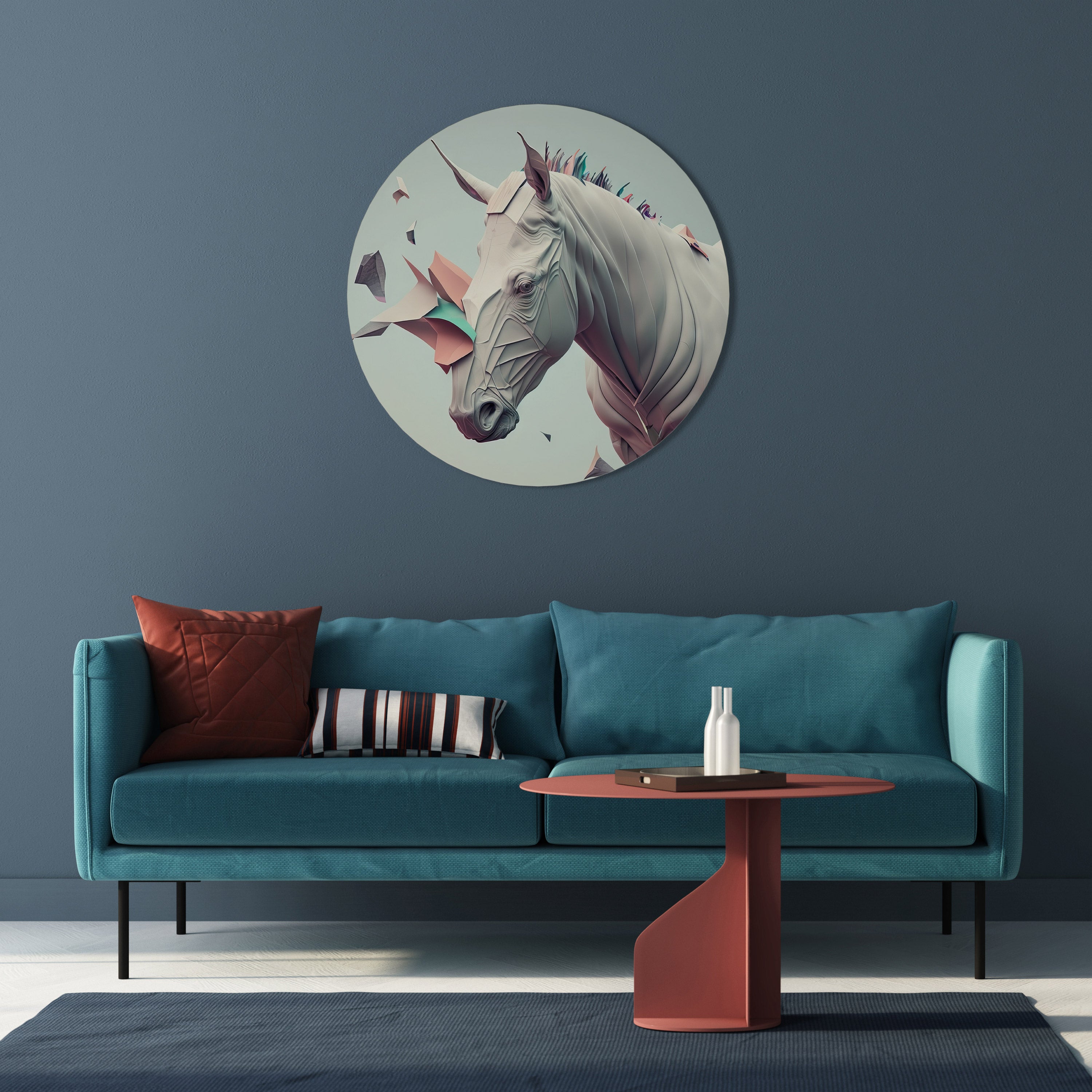 Arte de pared redondo CABALLO FUTURISTA