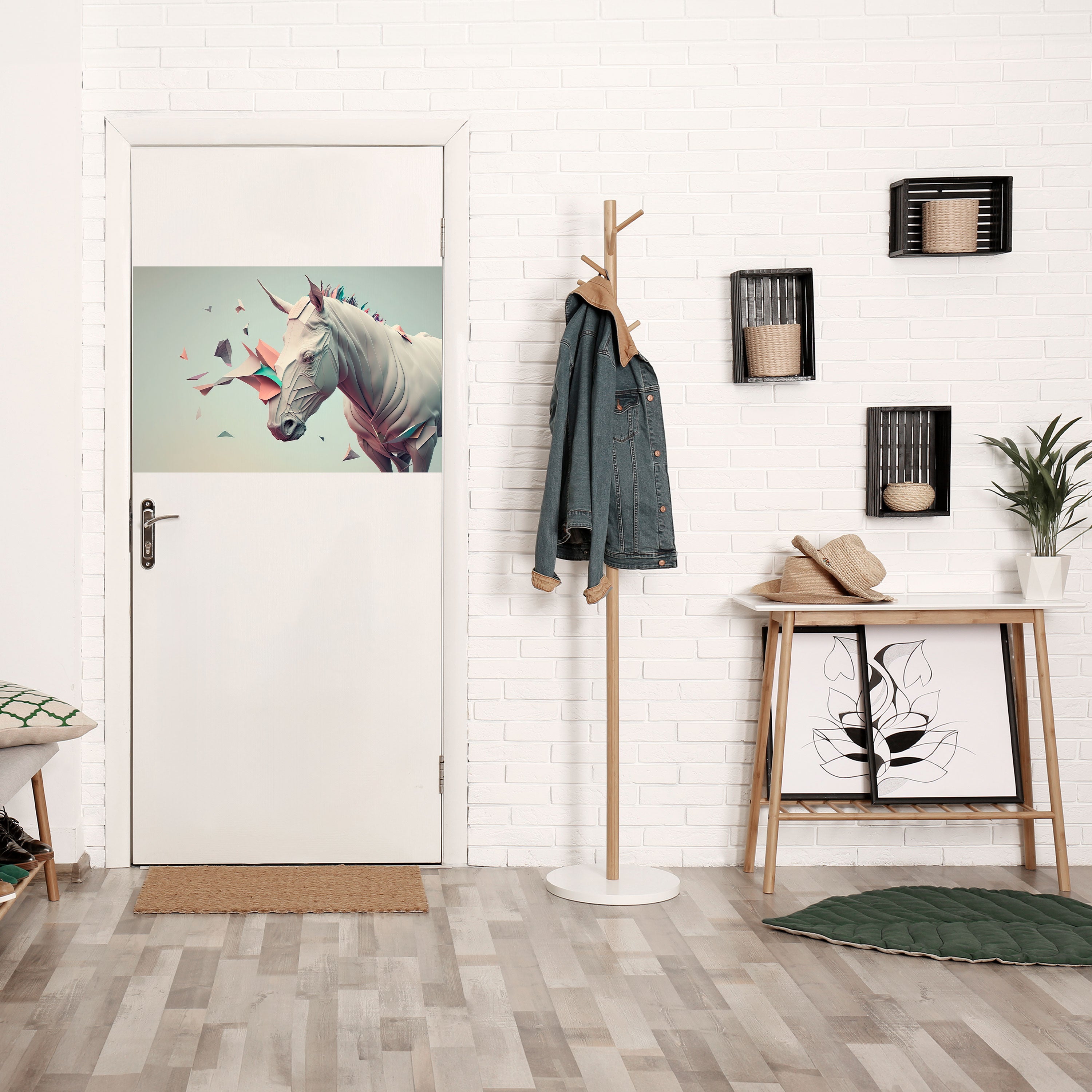 Póster horizontal autoadhesivo de CABALLO FUTURISTA