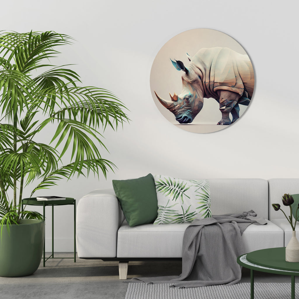 Arte de pared redondo RINOCERONTE FUTURISTA