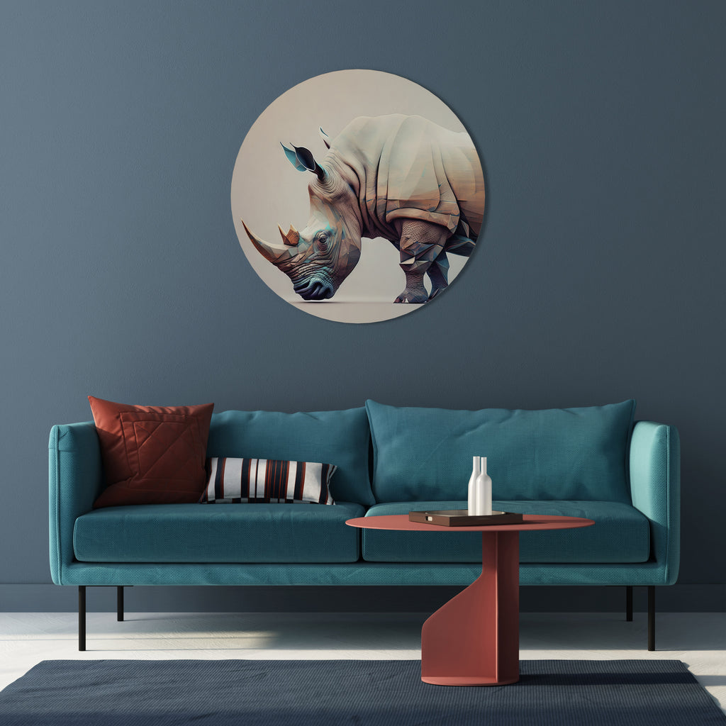 Arte de pared redondo RINOCERONTE FUTURISTA