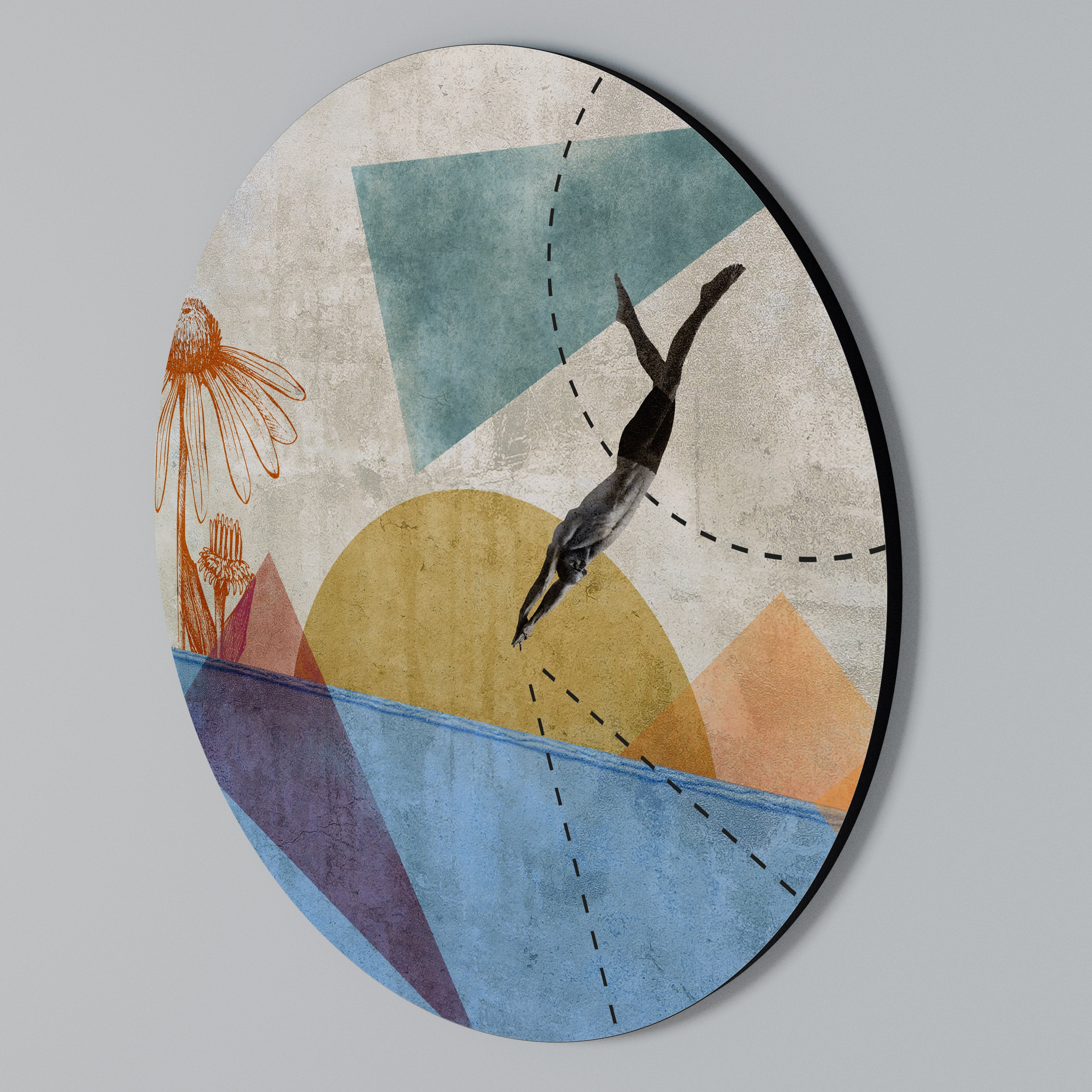 JUMP AROUND THE SHAPES Round Wall Art