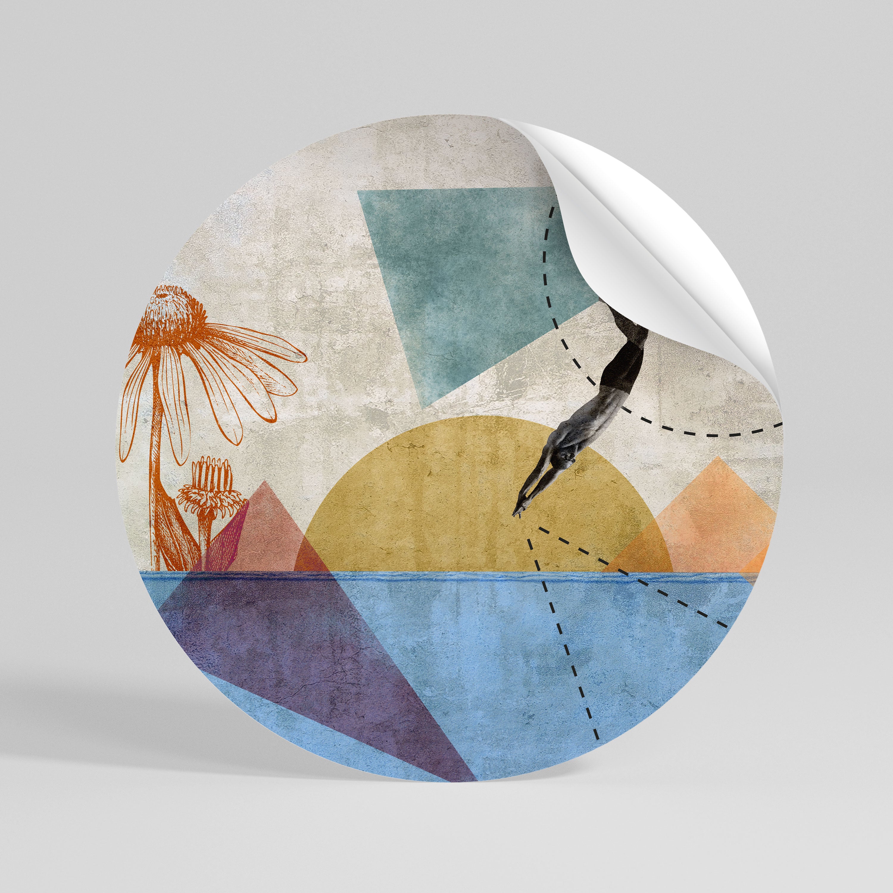 JUMP AROUND THE SHAPES Peel and Stick Round Sticker