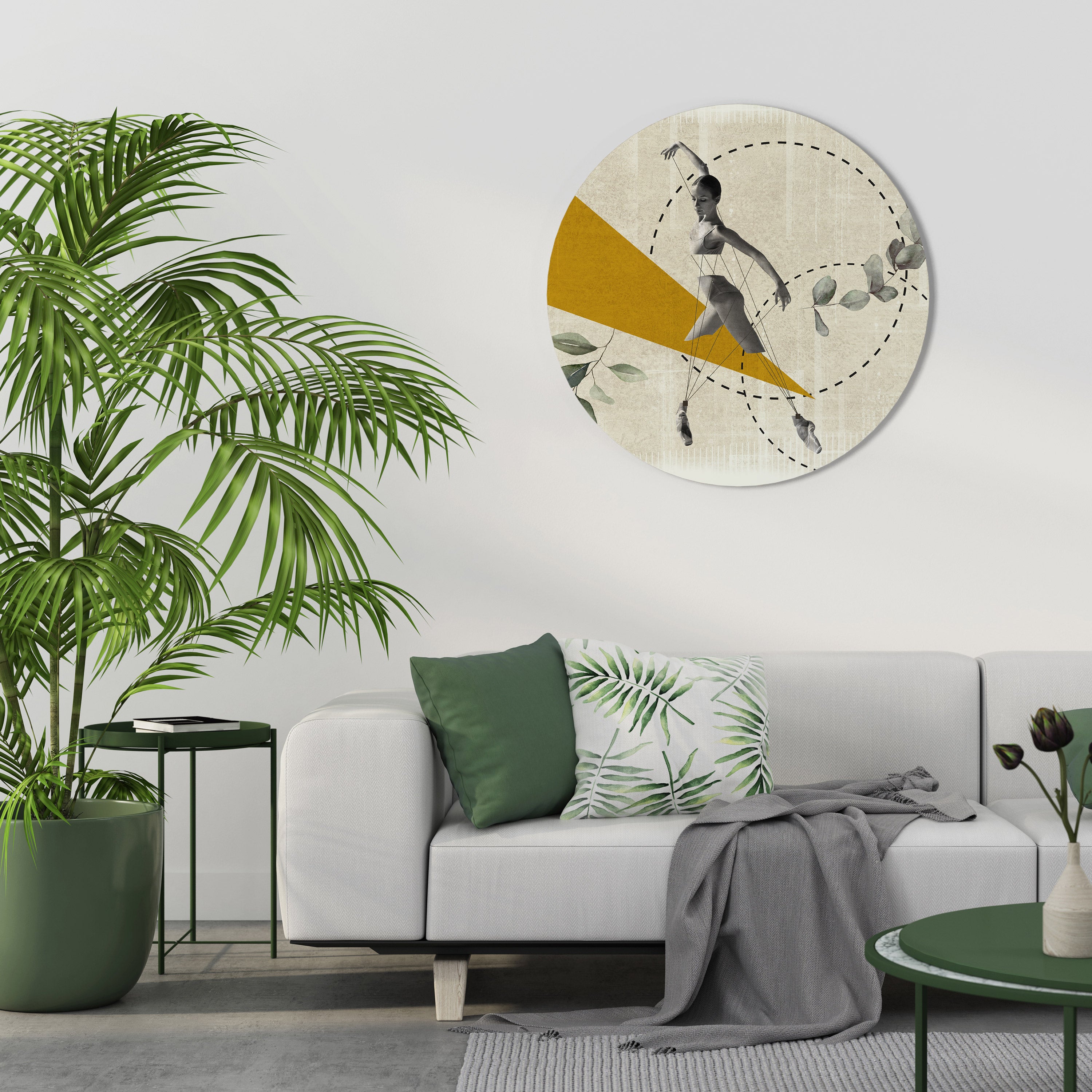 MOVIMIENTO DE TRIÁNGULOS Arte de pared redondo