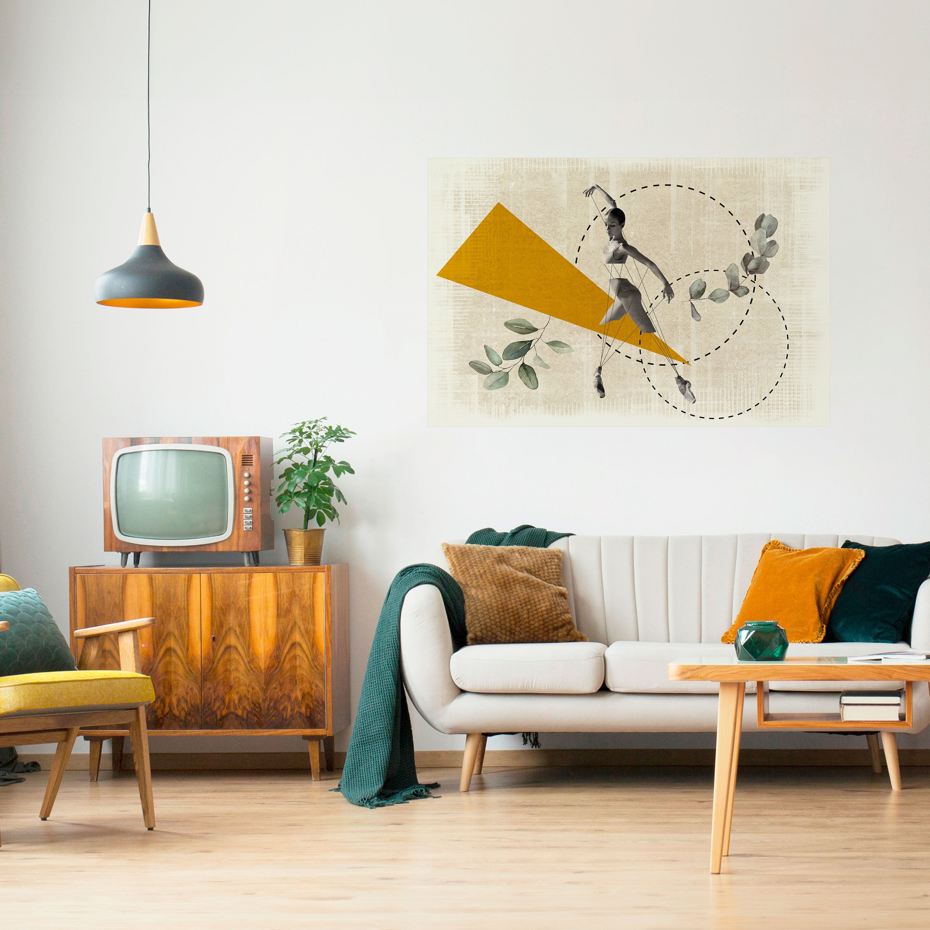 MOVIMIENTO DE TRIÁNGULOS Póster horizontal autoadhesivo