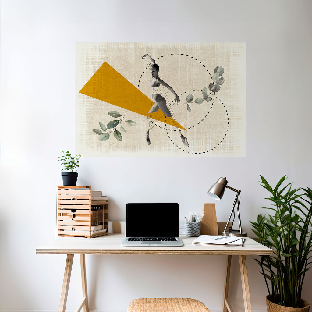 MOVIMIENTO DE TRIÁNGULOS Póster horizontal autoadhesivo